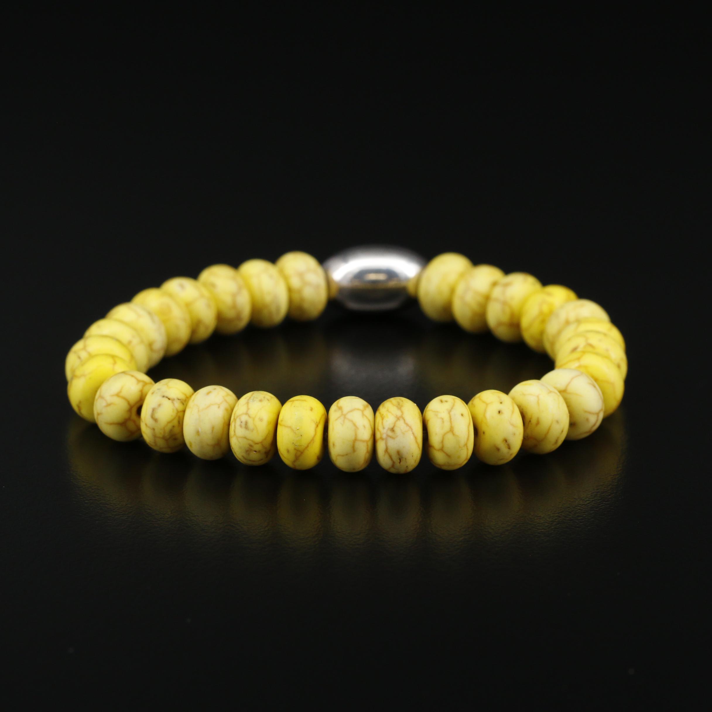 Sterling Silver Howlite Beaded Necklace and Bracelet Set