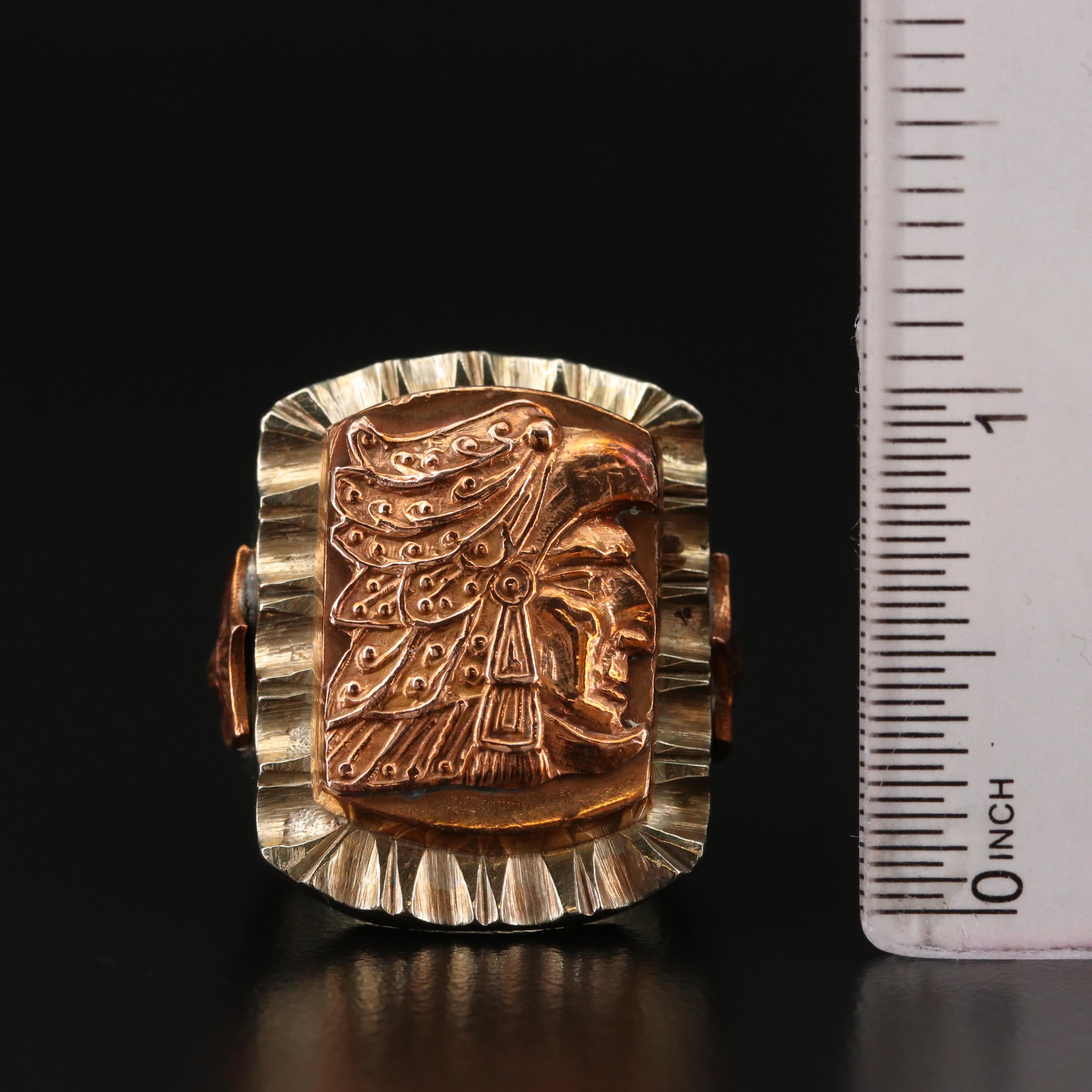 Mexican Aztec Eagle Warrior Motif Ring