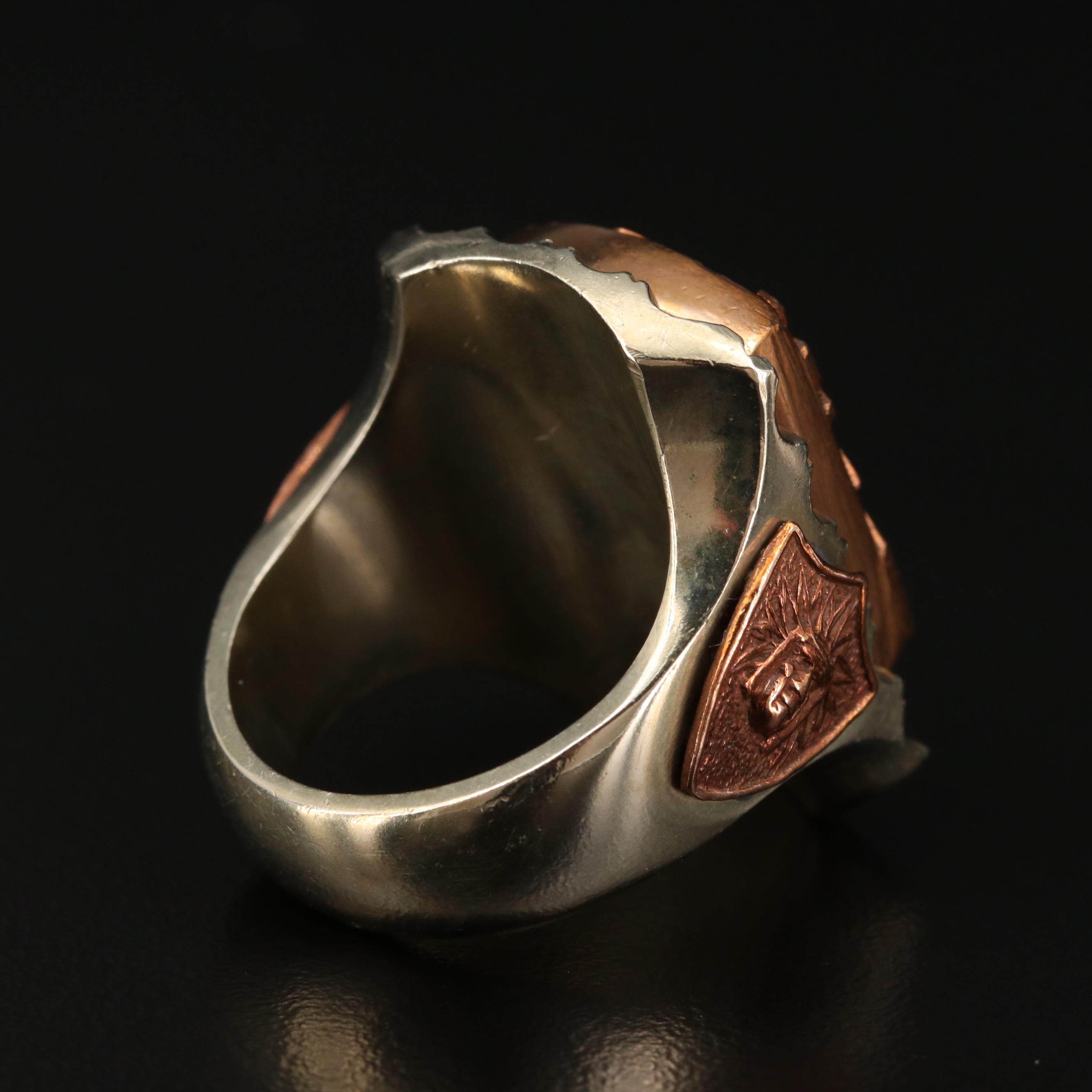 Mexican Aztec Eagle Warrior Motif Ring