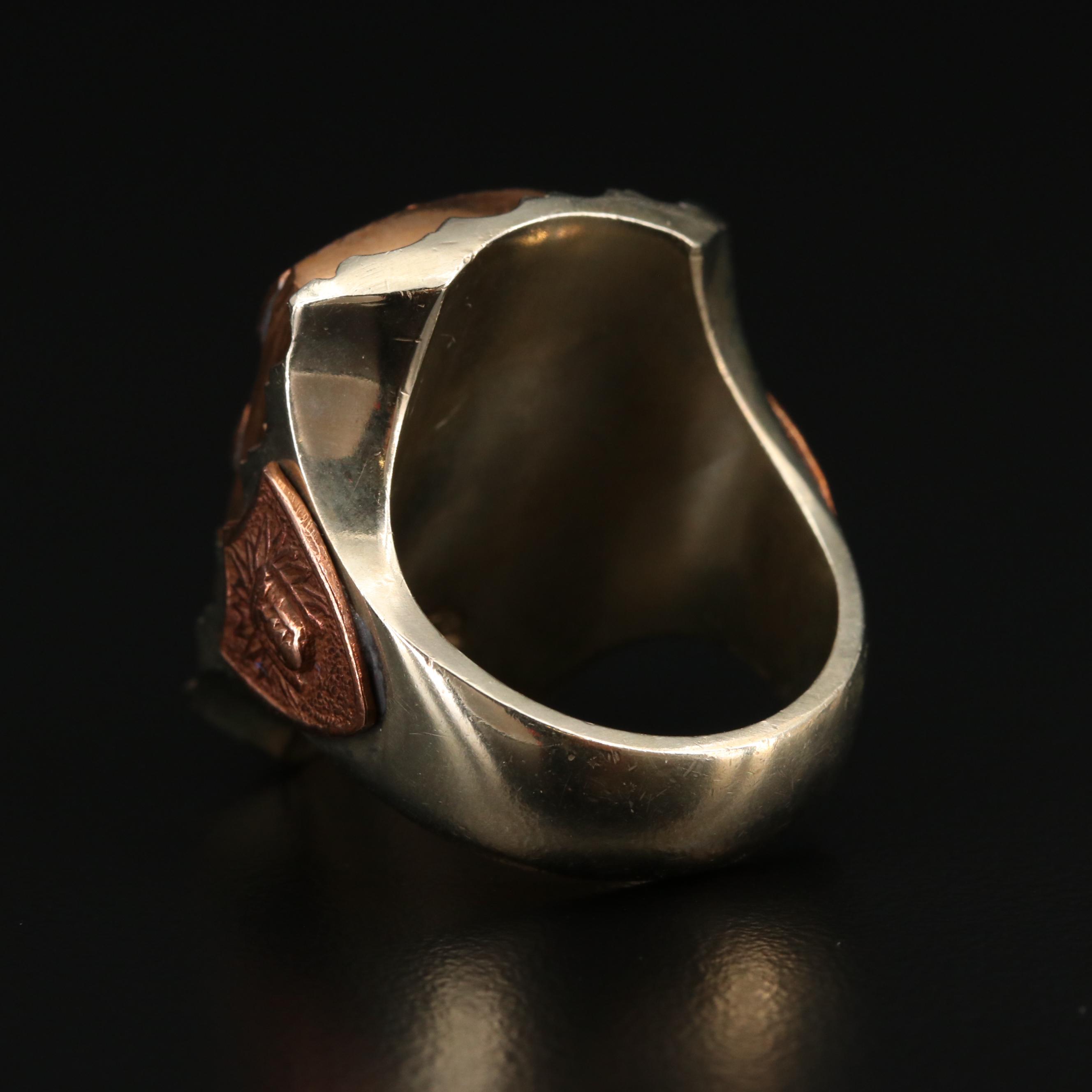 Mexican Aztec Eagle Warrior Motif Ring