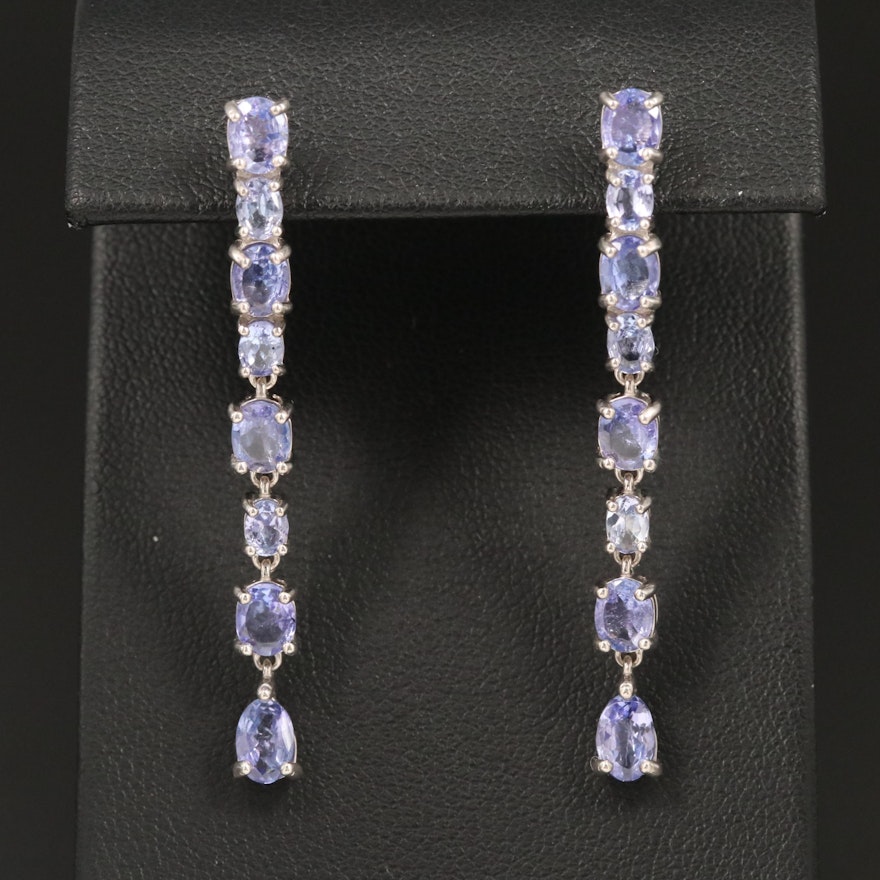 Sterling Silver Tanzanite Drop Earrings