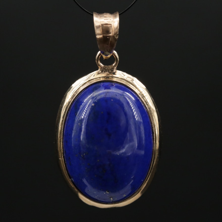 14K Lapis Lazuli Cabochon Pendant