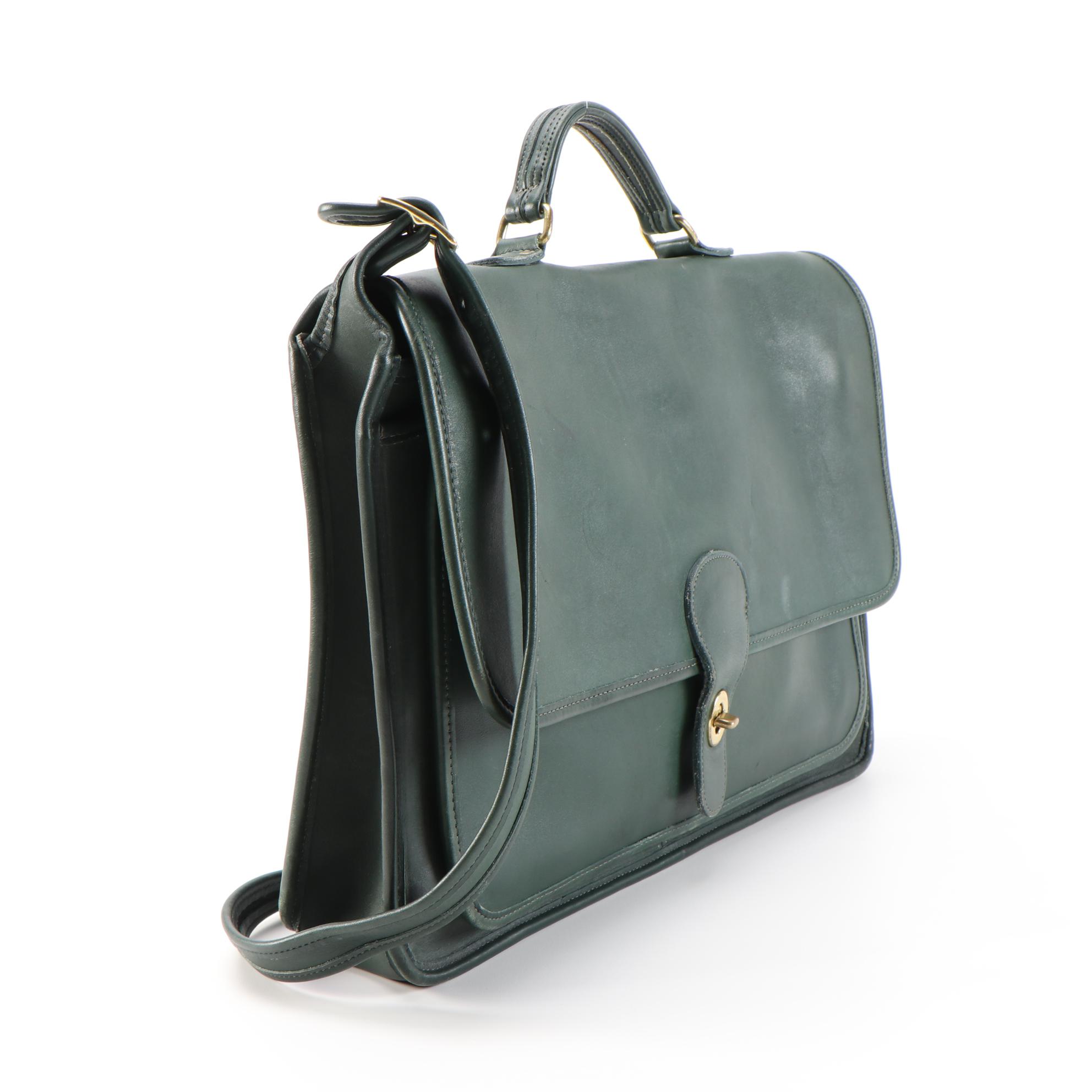 Coach Metropolitan Briefcase Messenger Bag in Green Glove-Tanned Leather