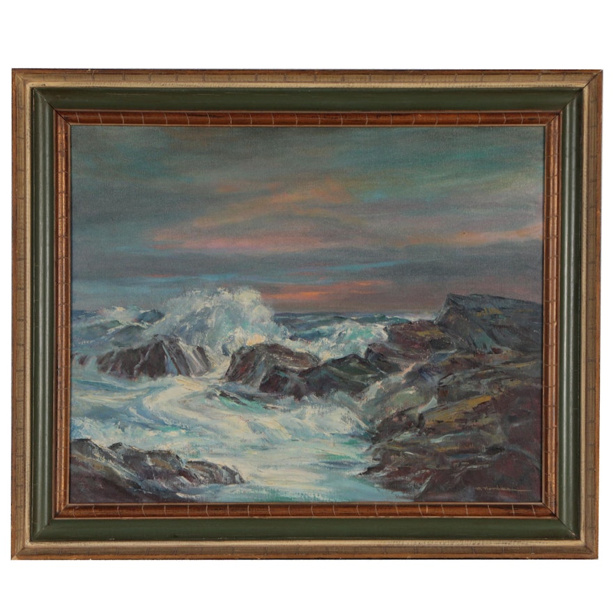 Mildred Nordman Seaside Oil Painting, Mid-Late 20th Century