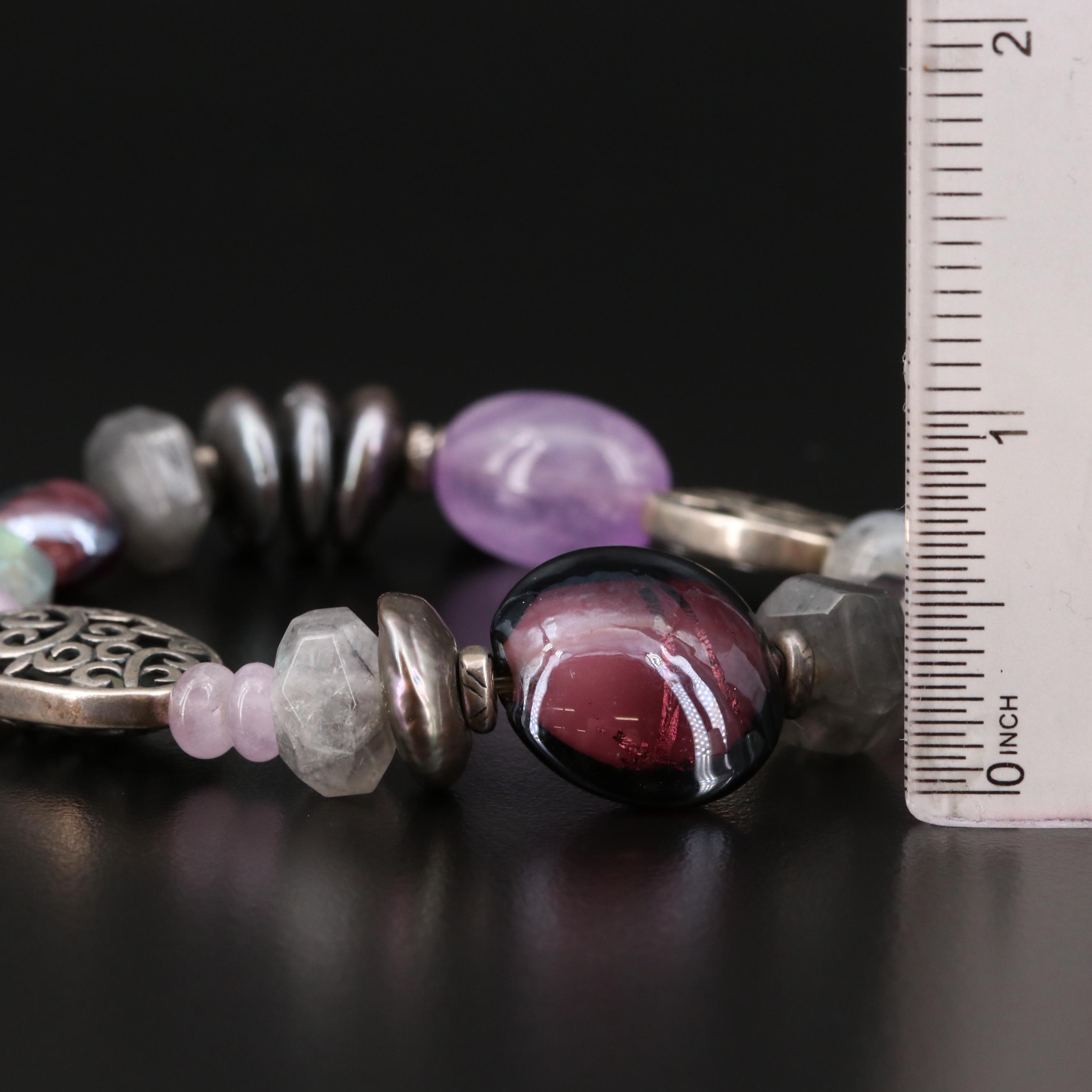 Sterling Silver Amethyst and Labradorite Bracelets Including Silpda