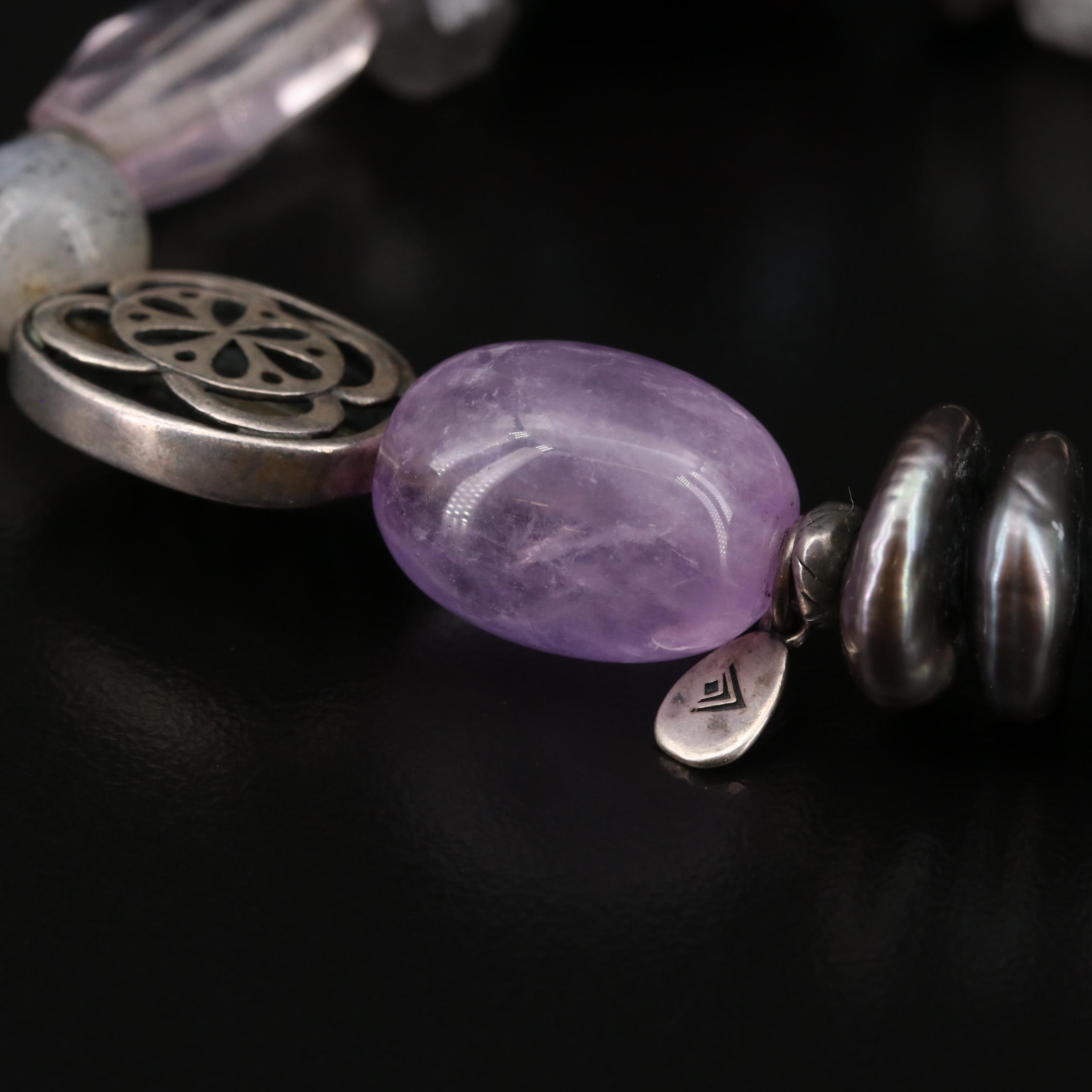 Sterling Silver Amethyst and Labradorite Bracelets Including Silpda
