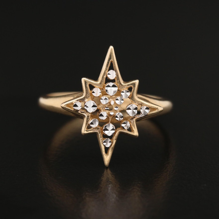 14K Starburst Two-Tone Ring