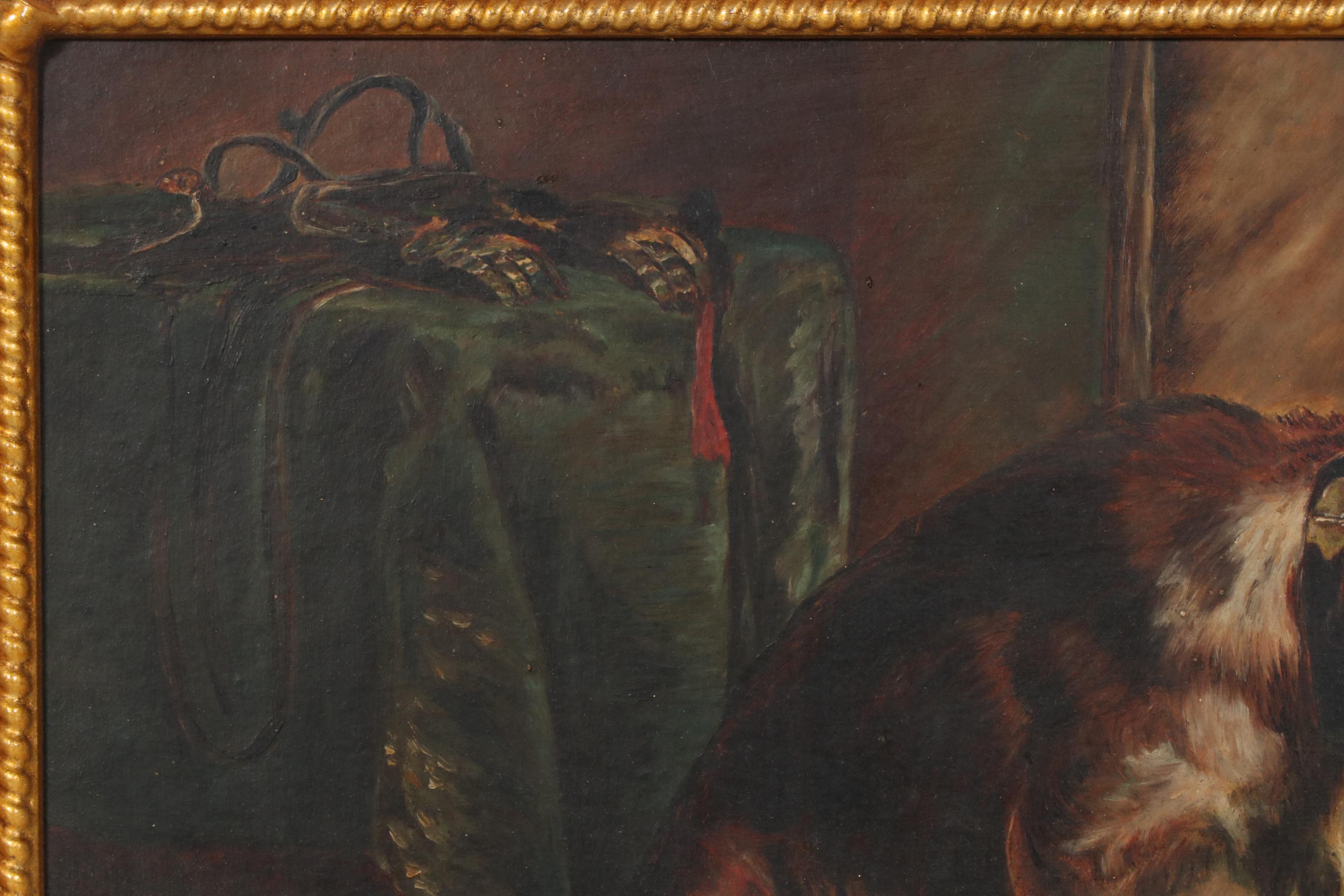 Oil Painting of a Forlorn Dog, Late 19th Century