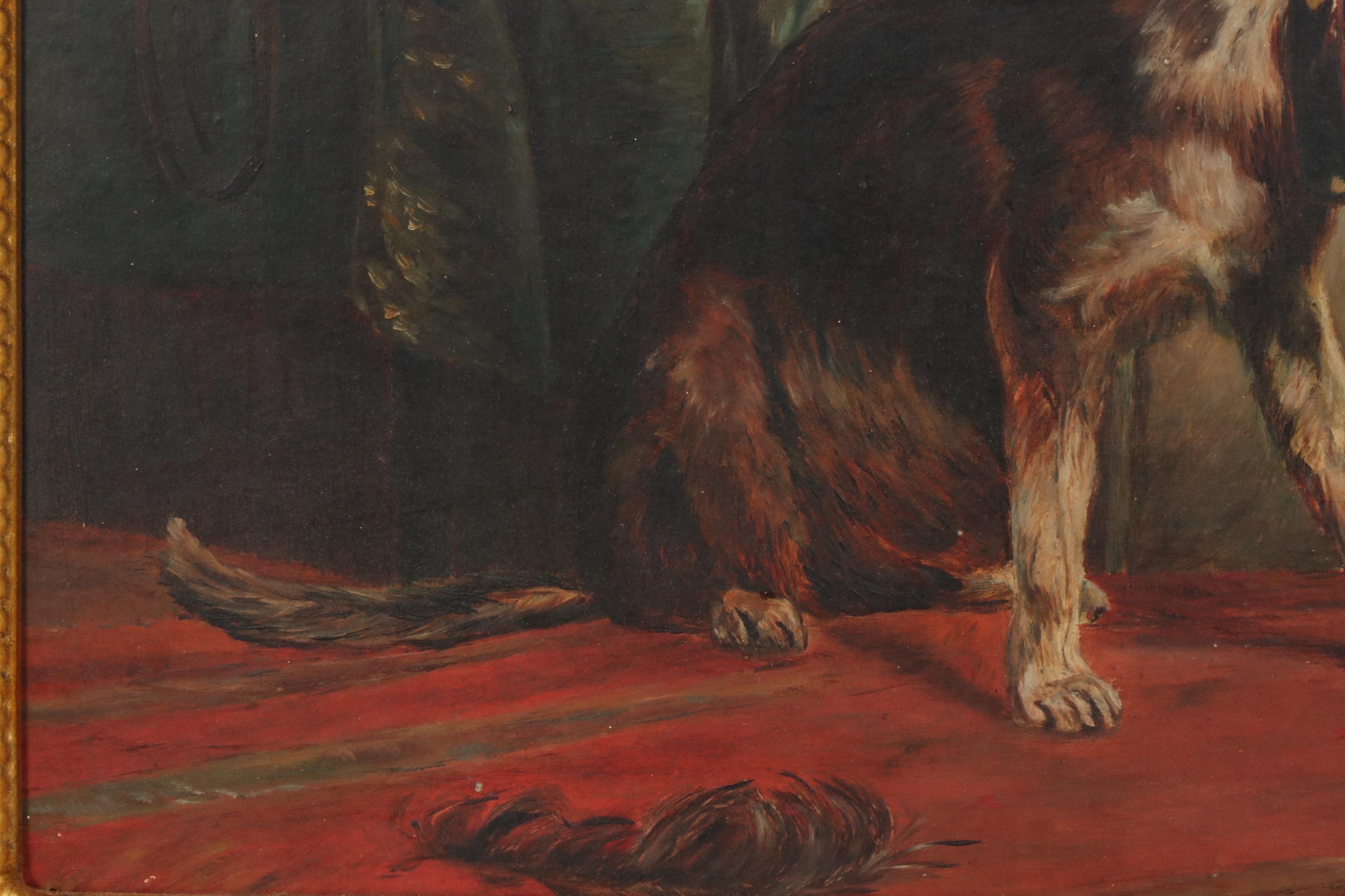 Oil Painting of a Forlorn Dog, Late 19th Century