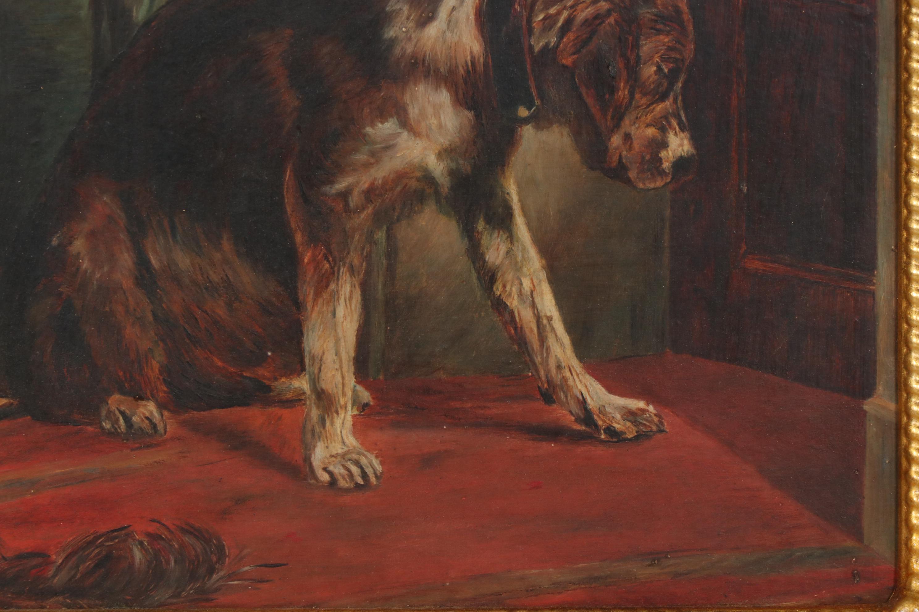 Oil Painting of a Forlorn Dog, Late 19th Century