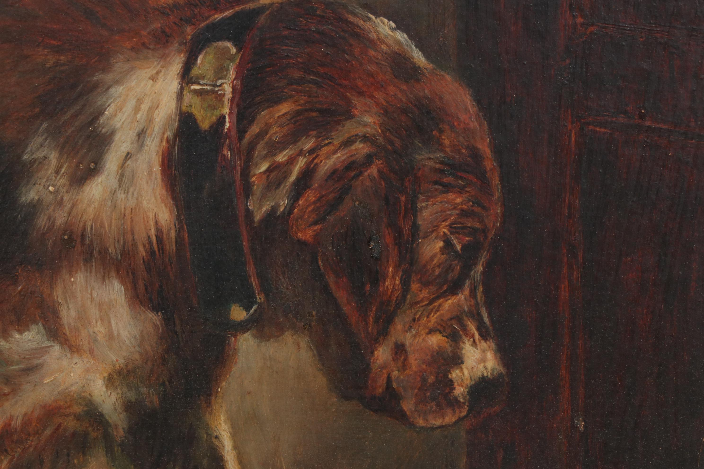 Oil Painting of a Forlorn Dog, Late 19th Century