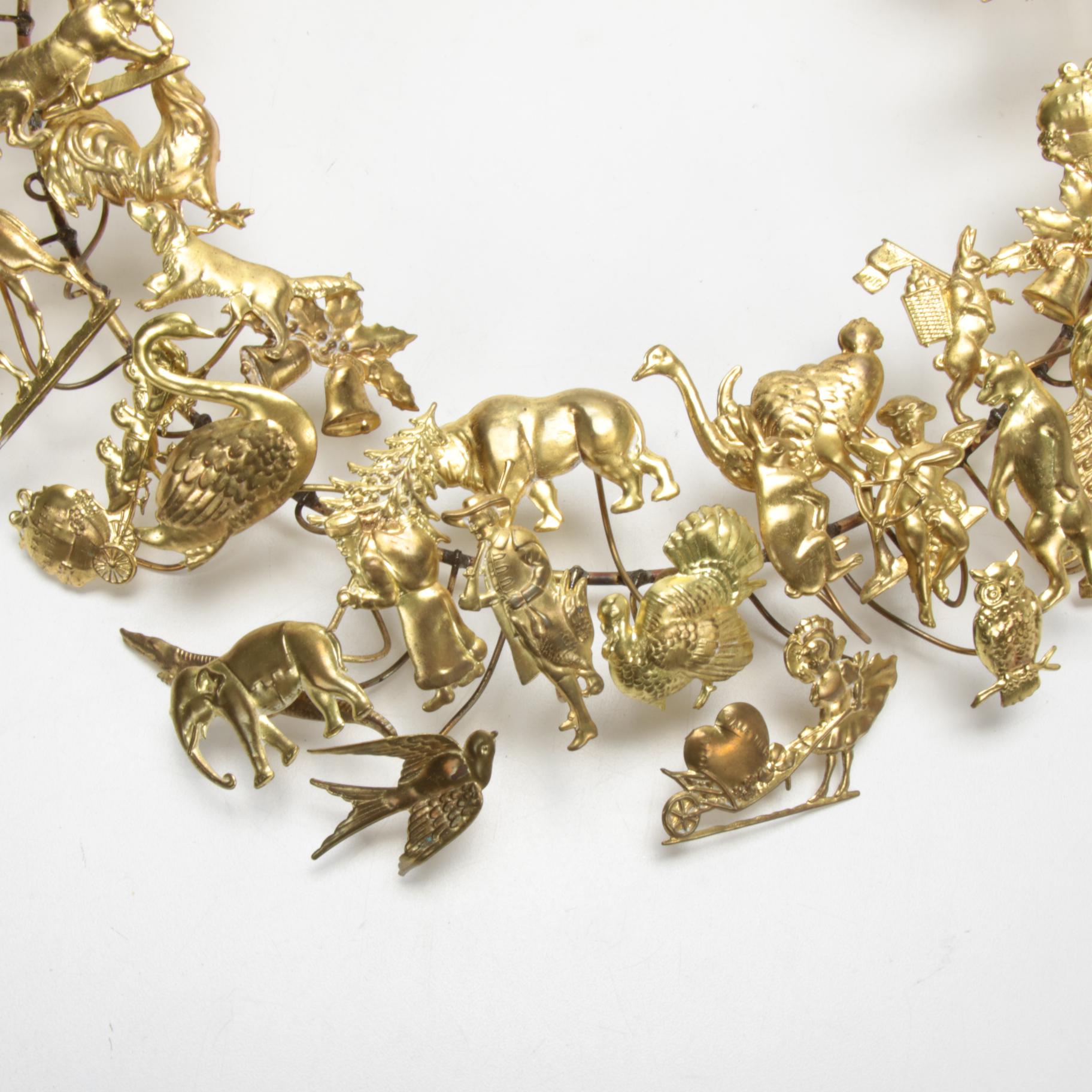 Victorian Style Petite Choses Dresden Brass Holiday Wreath