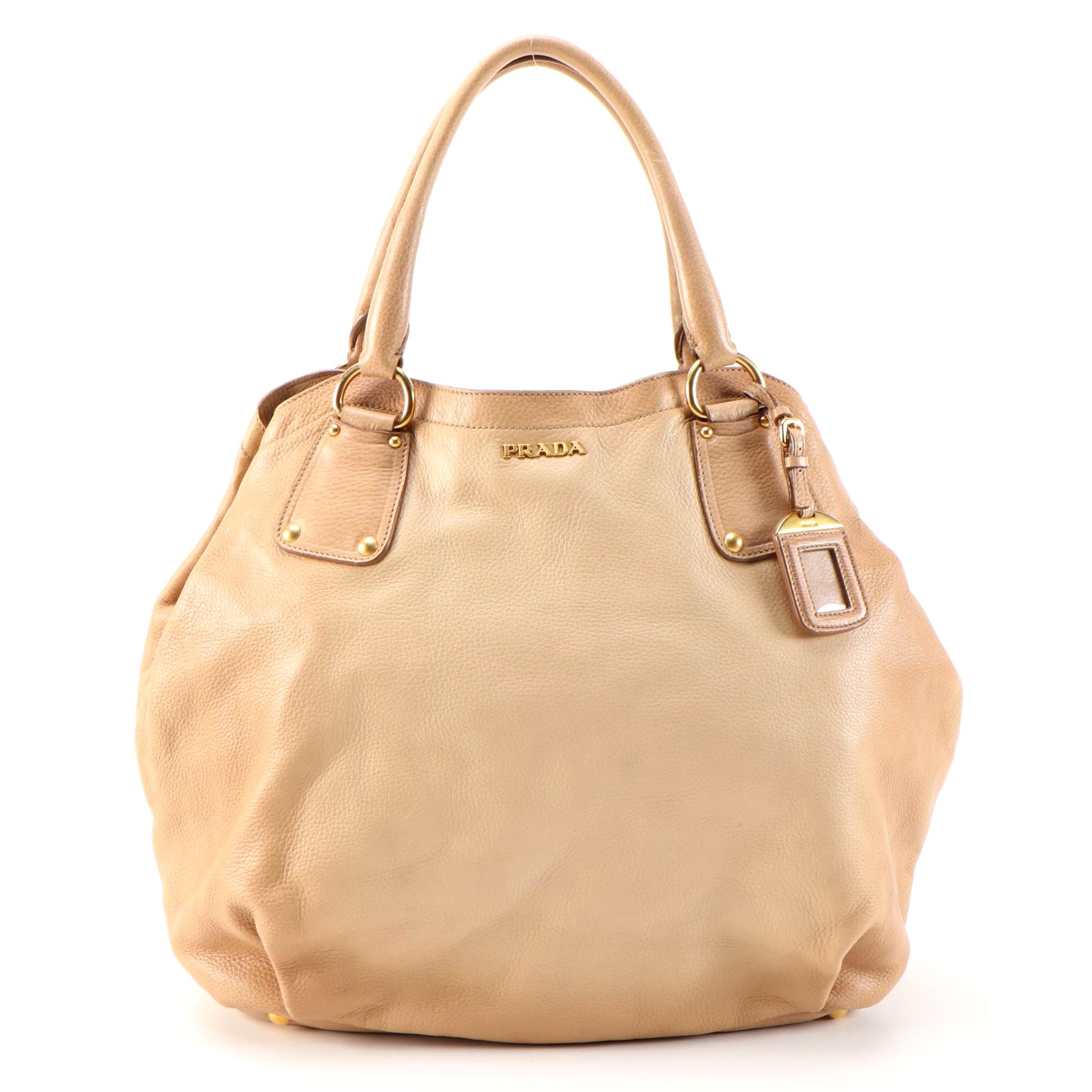Prada Tote Bag in Gradient Tan Vitello Daino Leather