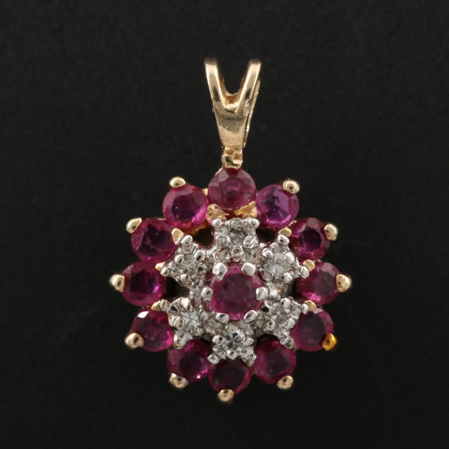 10K Ruby and Diamond Pendant