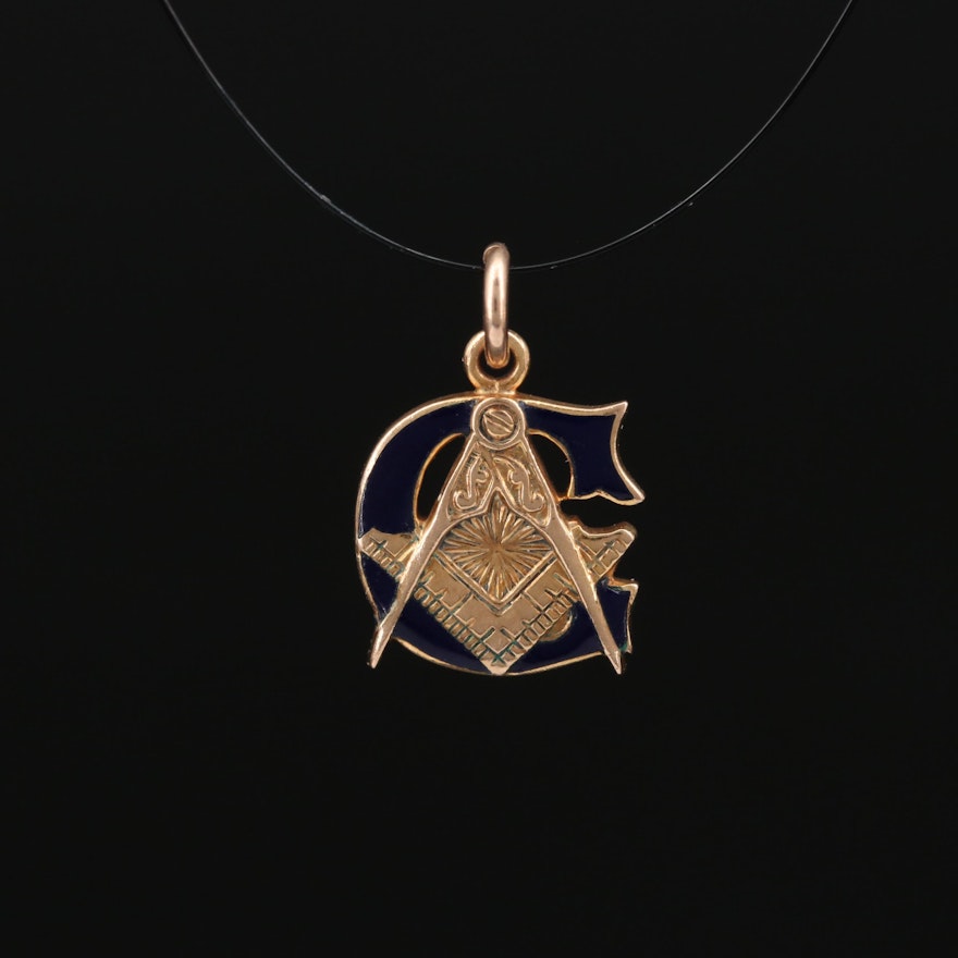 10K Freemason Emblem Pendant