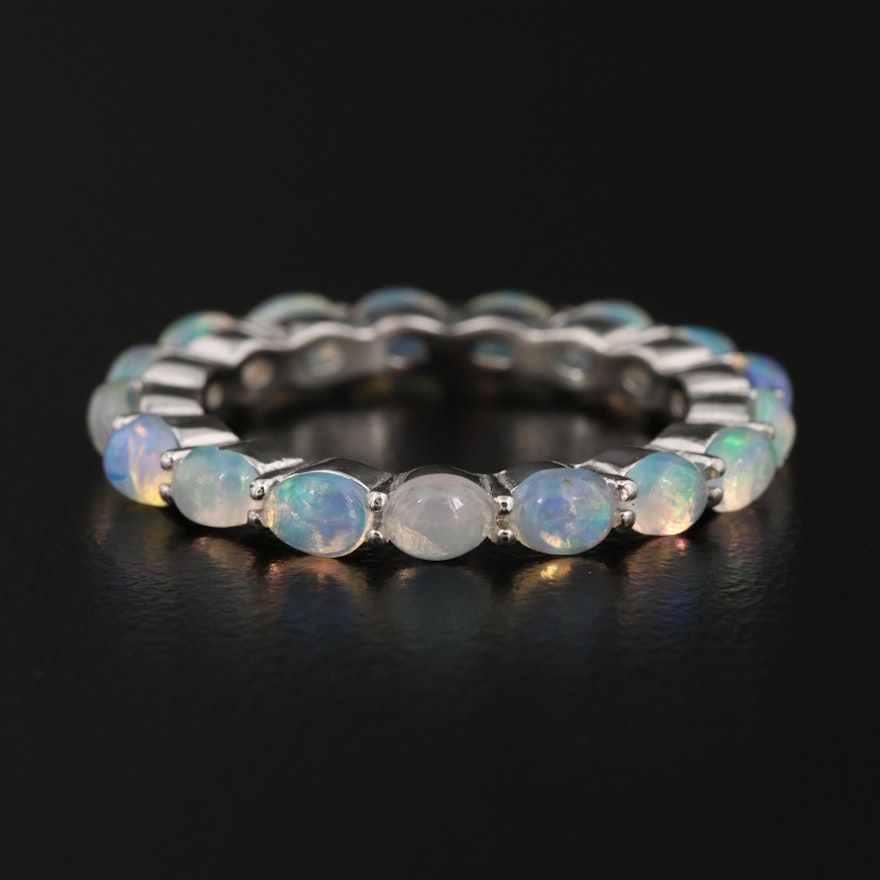 Sterling Silver Opal Eternity Ring