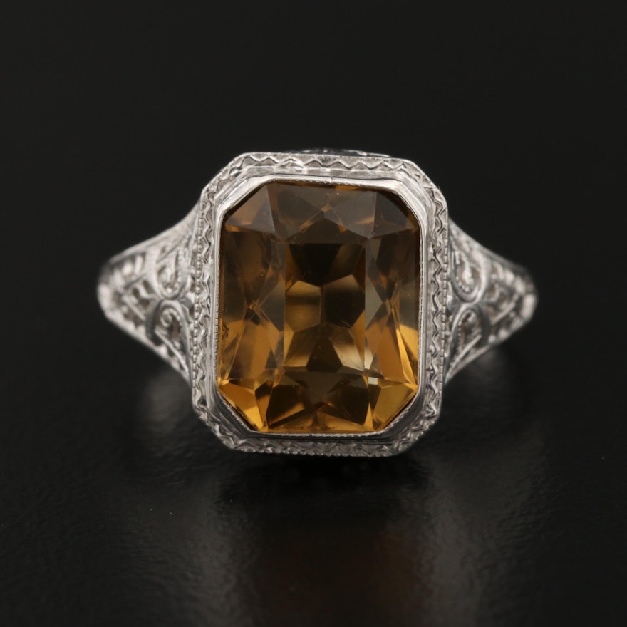 14K Citrine Openwork Ring