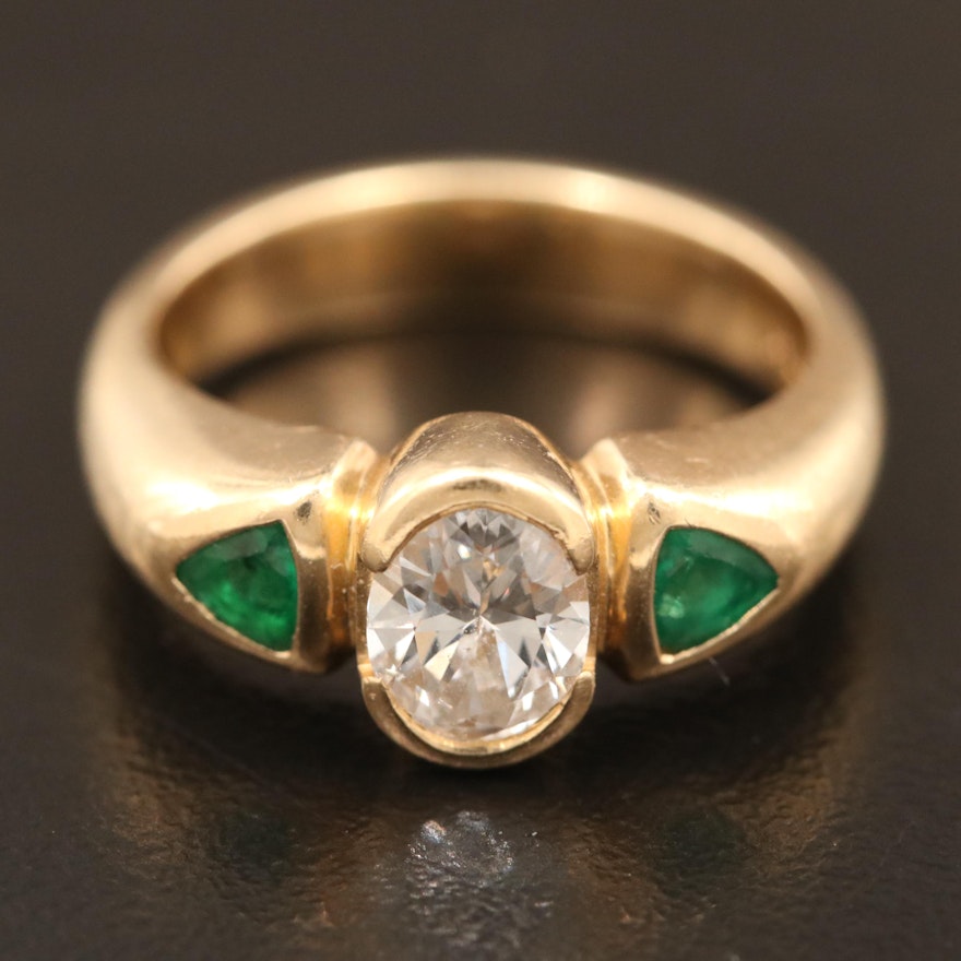 14K Diamond and Emerald Ring