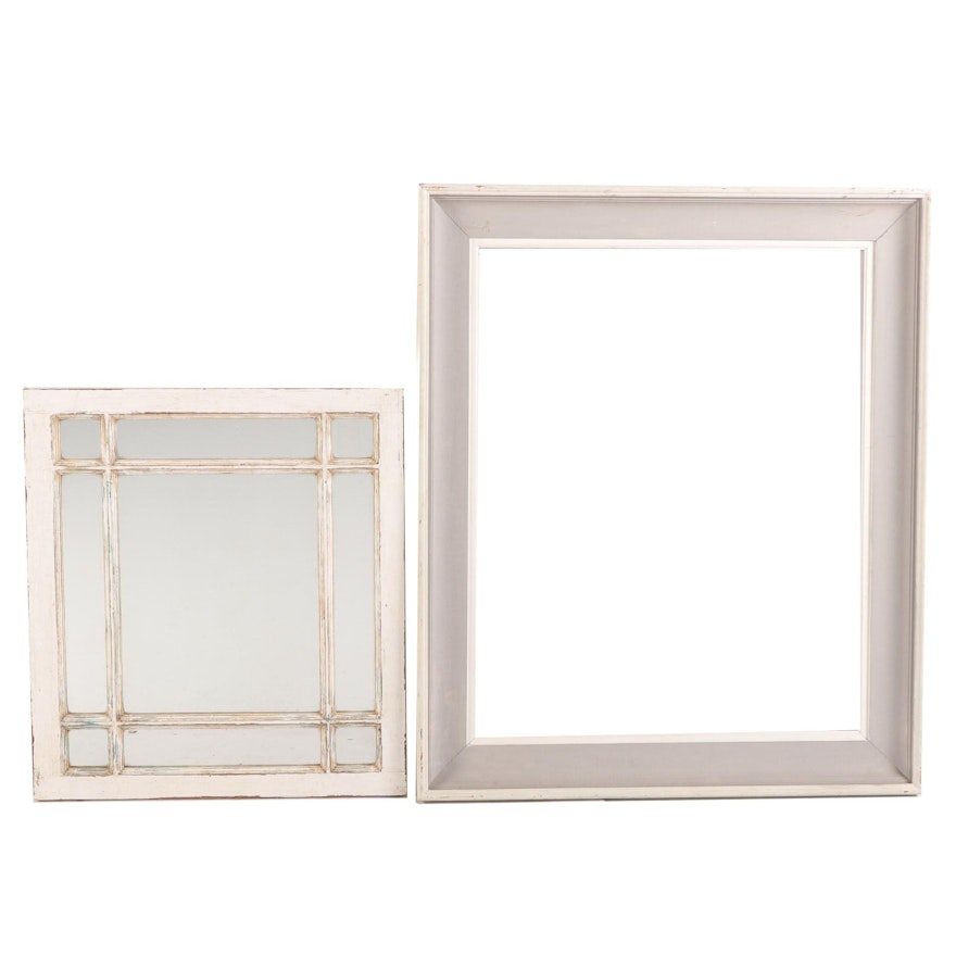 Painted Rectangular Frame with Divided Wood Framed Mirror