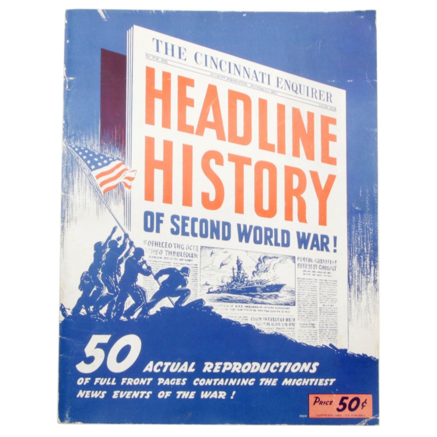 1945 "The Cincinnati Enquirer Headline History of Second World War!"