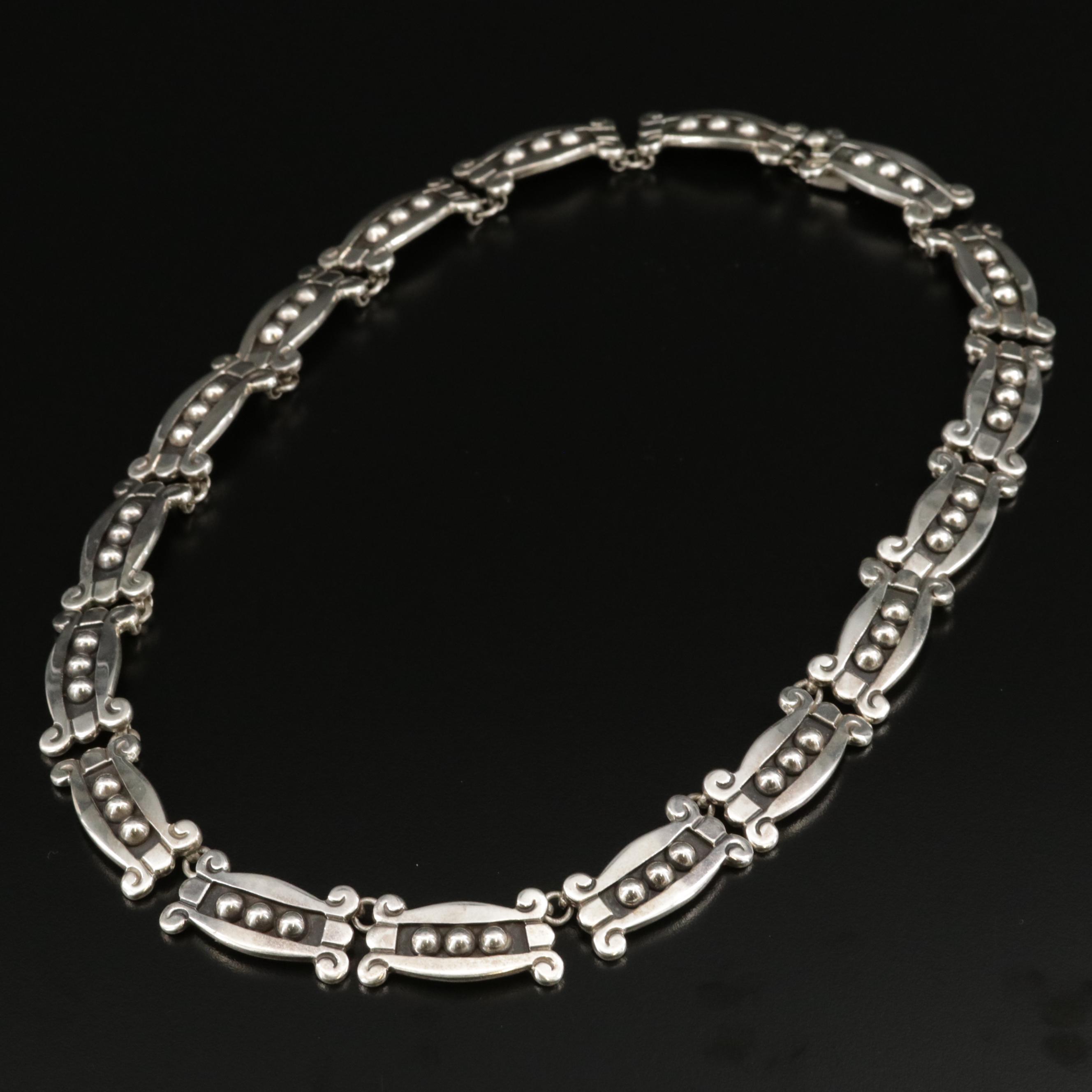 Vintage Hector Aguilar Taxco Mexico 940 Silver Link Necklace