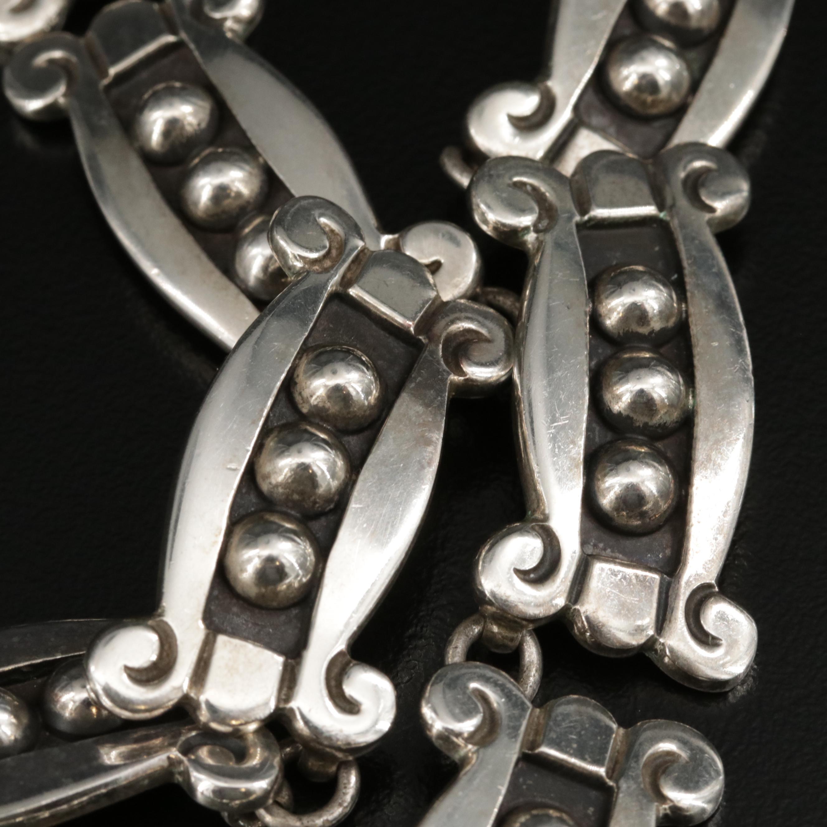 Vintage Hector Aguilar Taxco Mexico 940 Silver Link Necklace