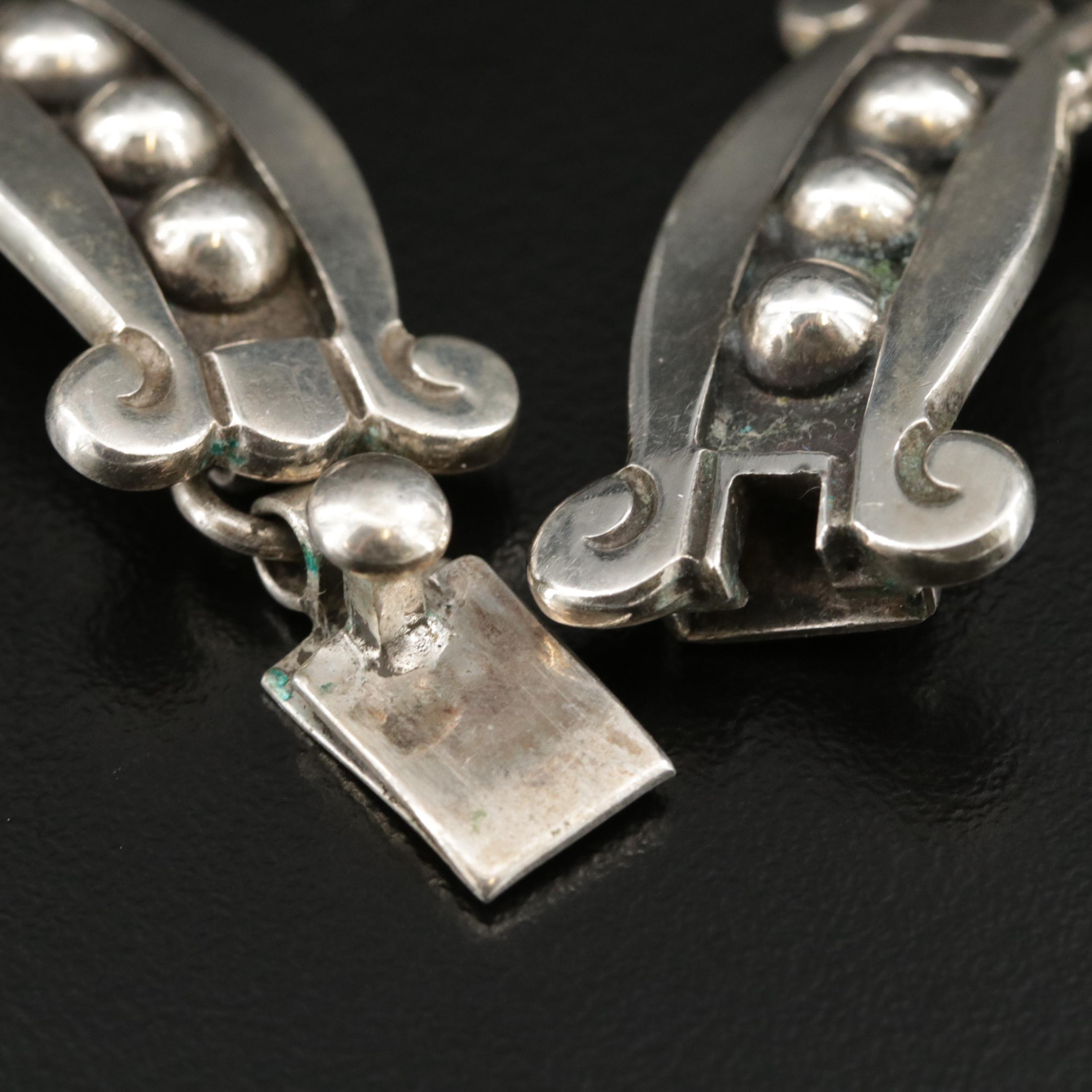 Vintage Hector Aguilar Taxco Mexico 940 Silver Link Necklace