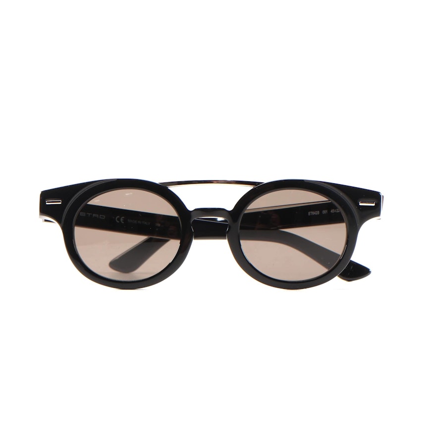 ETRO ET642S Black Horn-Rimmed Sunglasses with Case and Box