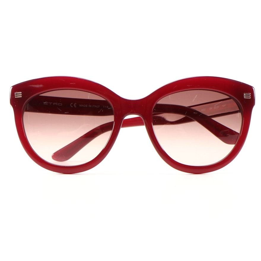 ETRO ET610S Bordeaux Modified Cat Eye Sunglasses with Case and Box