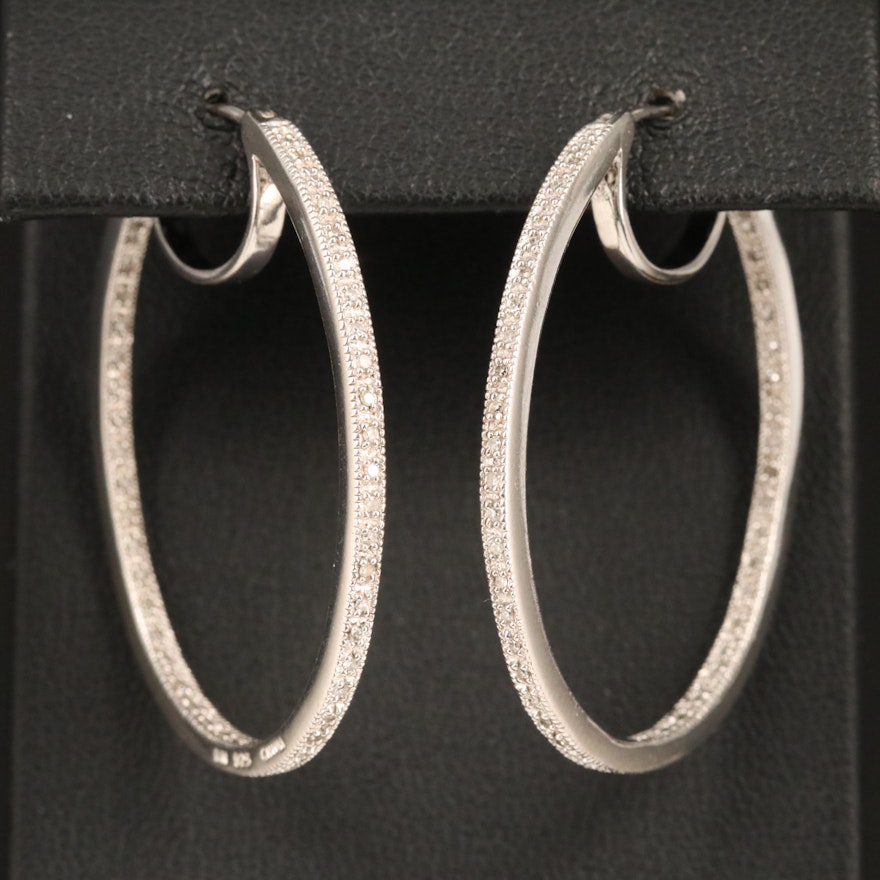 Sterling Silver Diamond Inside-Out Hoop Earrings