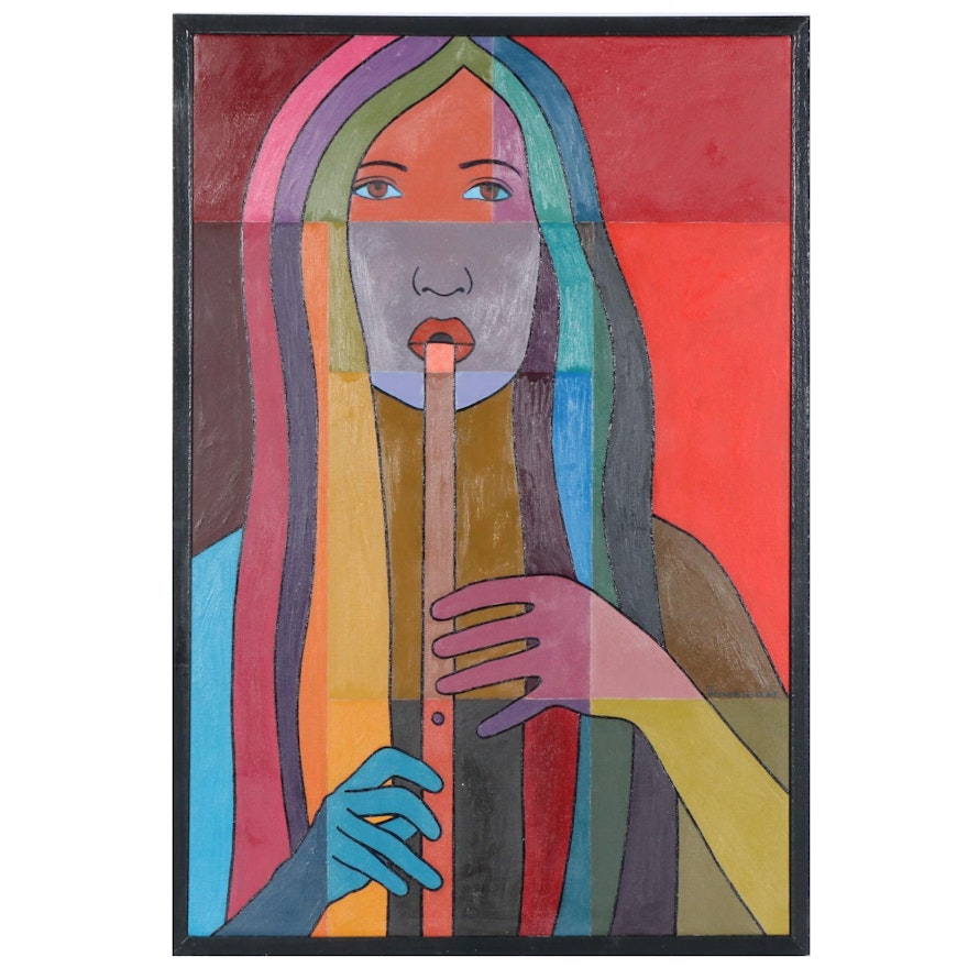 Farnoosh Lanjani Oil Painting "Flute Player V", 2005