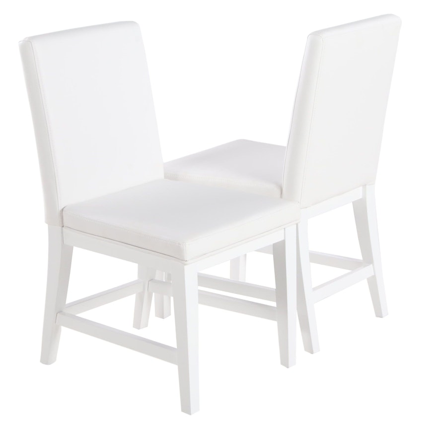 Pair of Flexsteel Contemporary Vinyl-Upholstered White Side Chairs