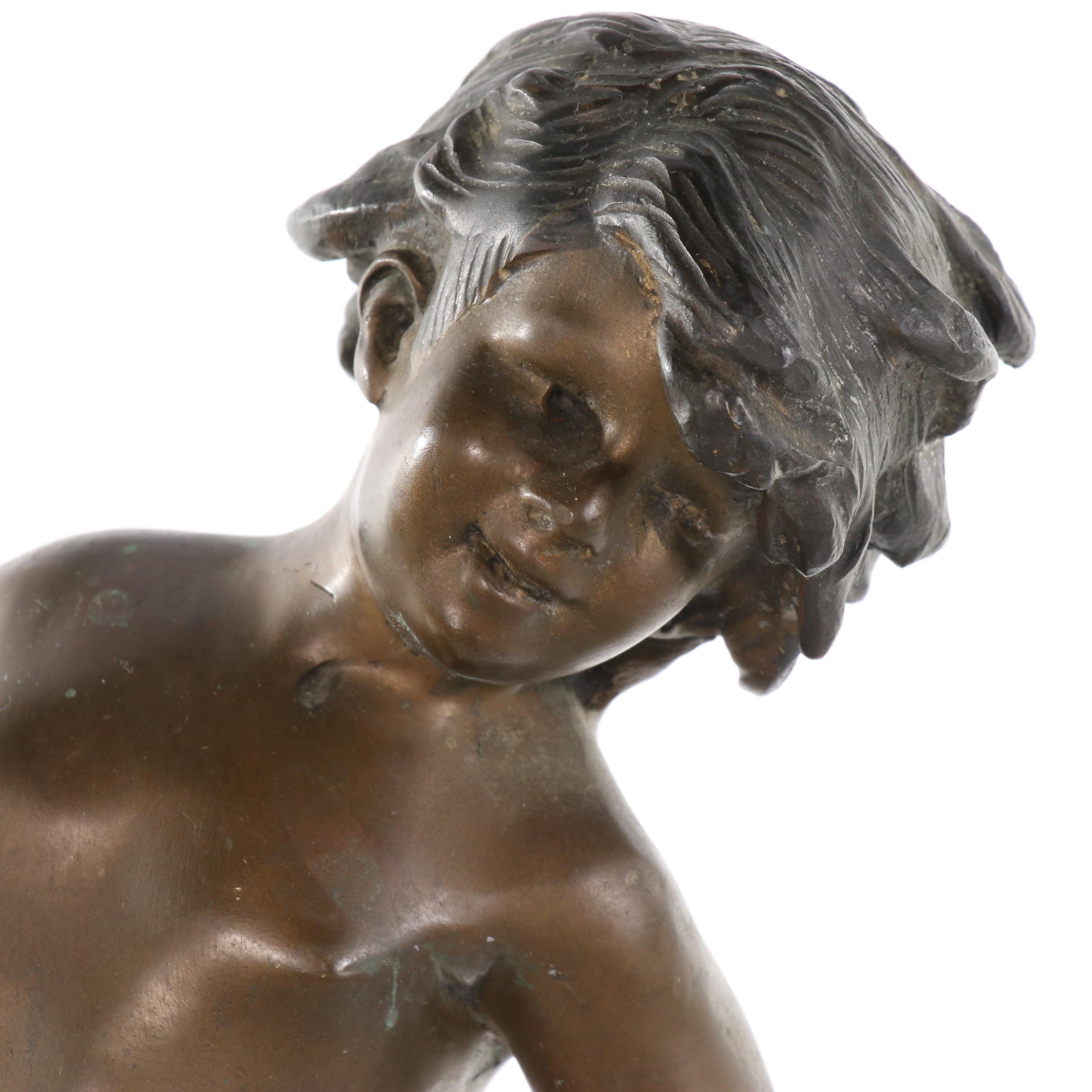 Spelter Sculpture after Auguste Moreau "Water Bearer", Early 20th