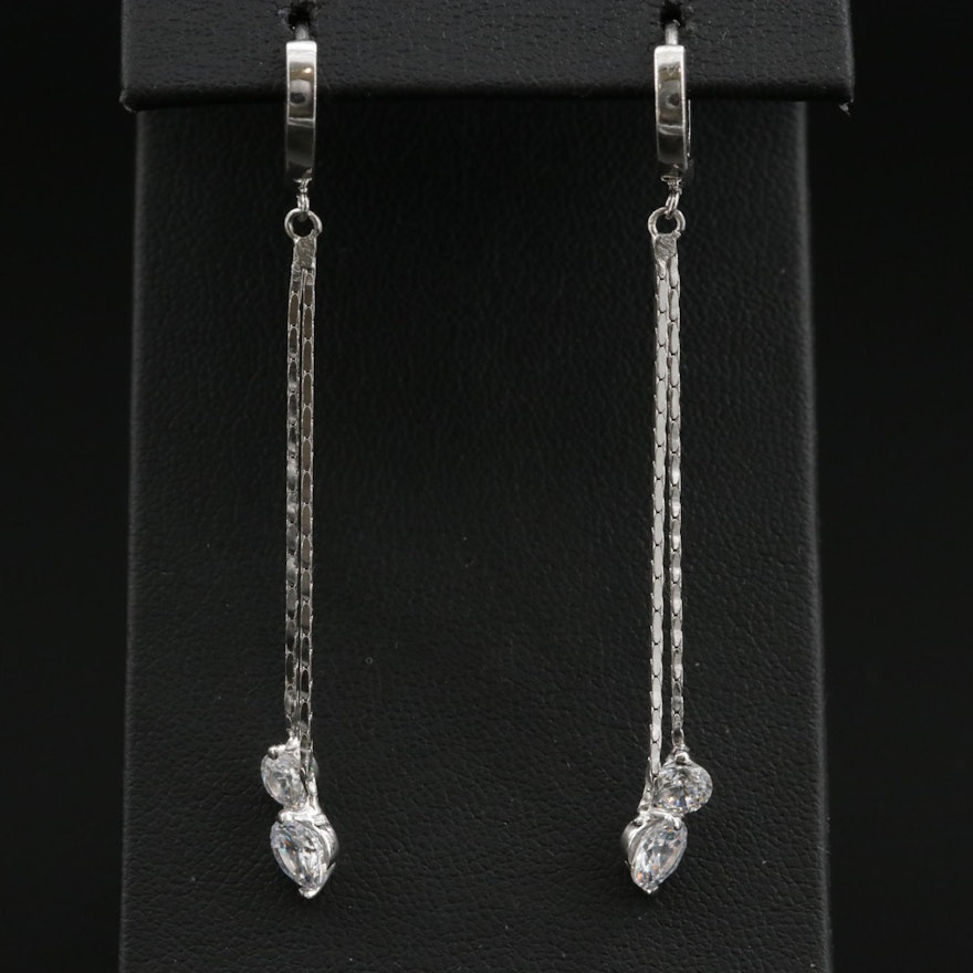 Hoop Earrings with Sterling Silver Chain Dangles