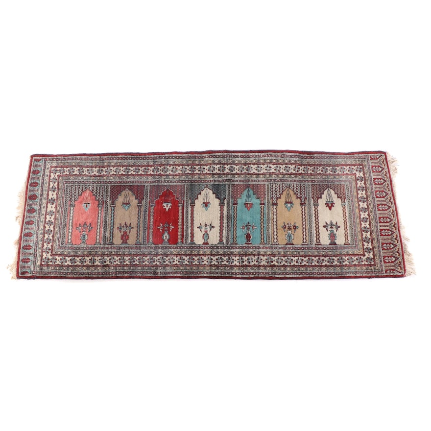 3'2 x 9'2 Hand-Knotted Persian Saph Wool Prayer Rug