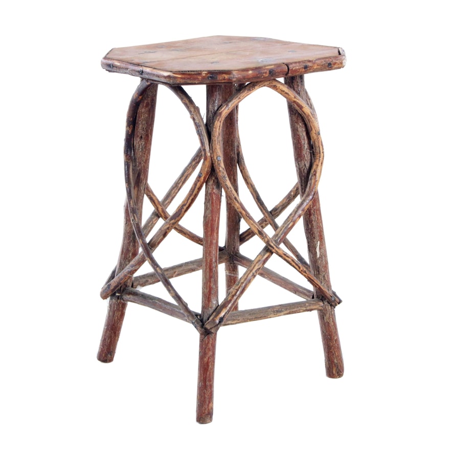 Old Hickory Style End Table, Early to Mid 20th Century