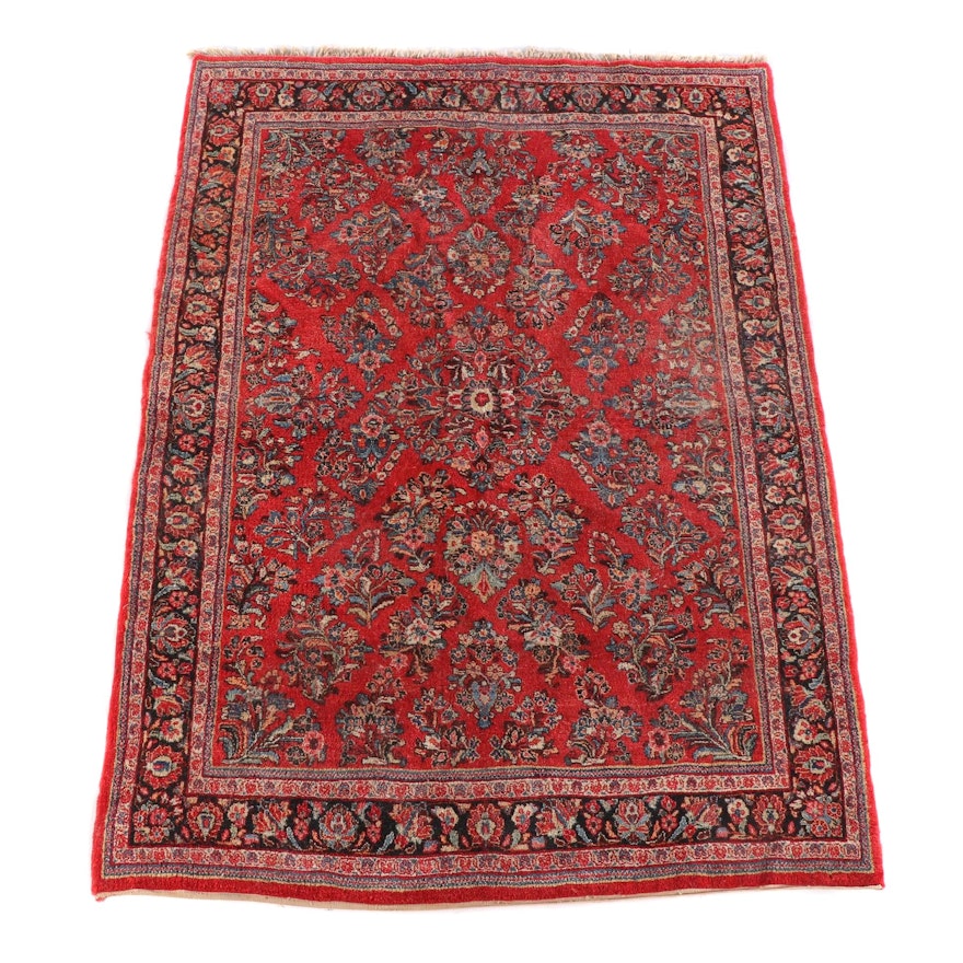 6'2 x 9'2 Hand-Knotted Persian Yazd Wool Rug