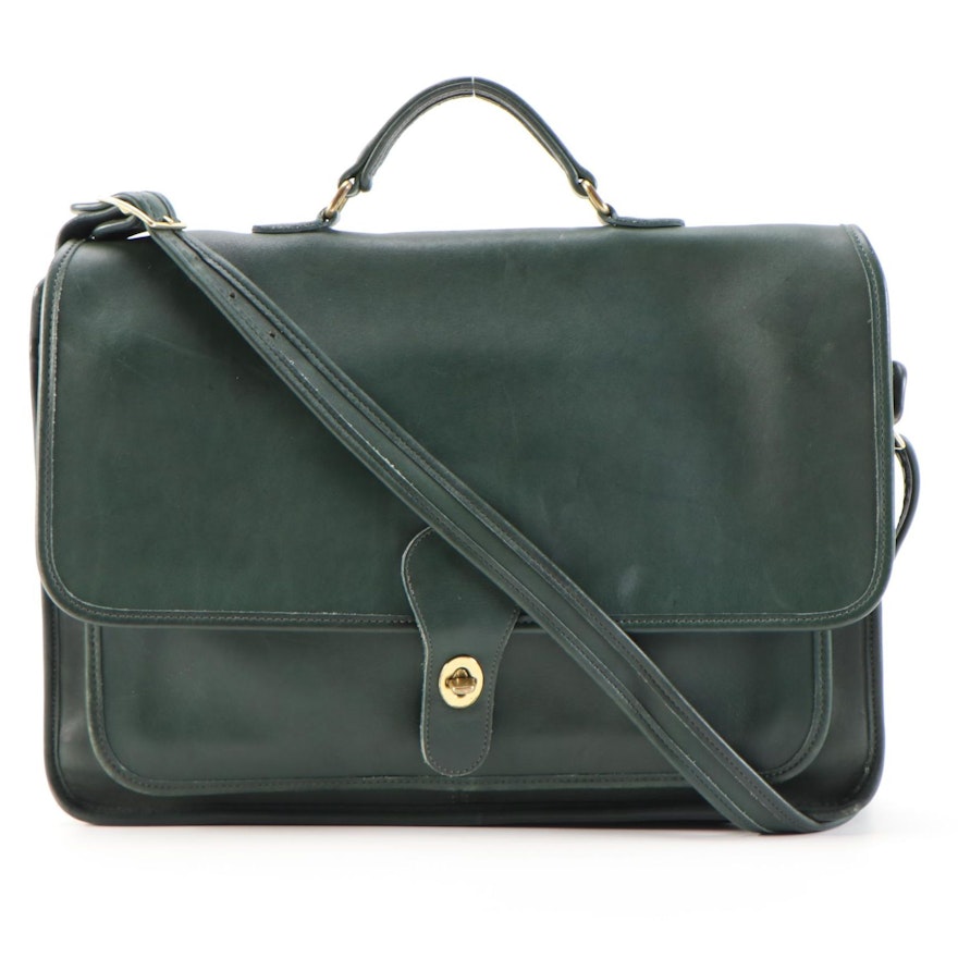 Coach Metropolitan Briefcase Messenger Bag in Green Glove-Tanned Leather