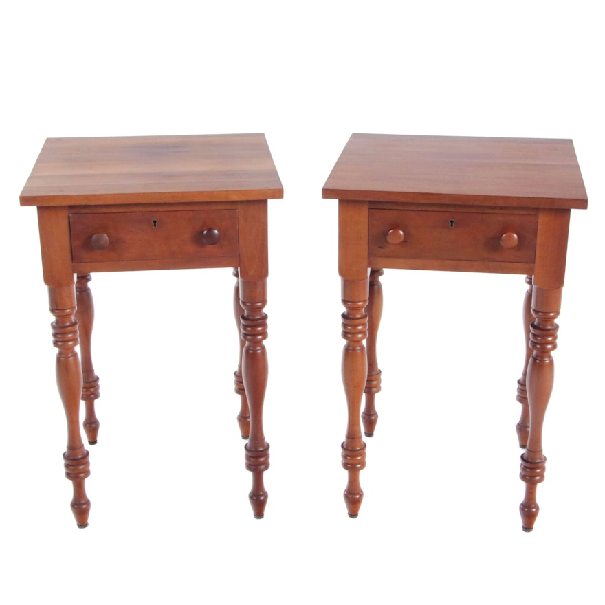 Pair of McMahan Furniture Co. American Primitive Cherrywood Side Tables