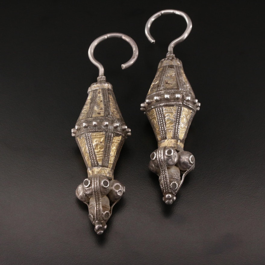 Antique Omani Sterling Silver Bedouin Earrings or Pendants