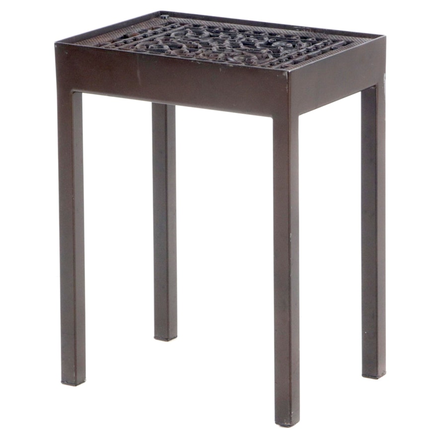 Cast Iron Grate-on-Stand End Table