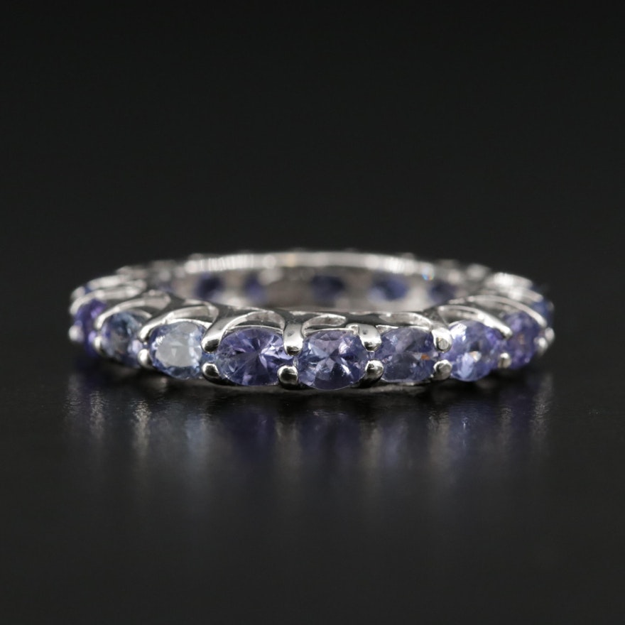 Sterling Tanzanite Eternity Band