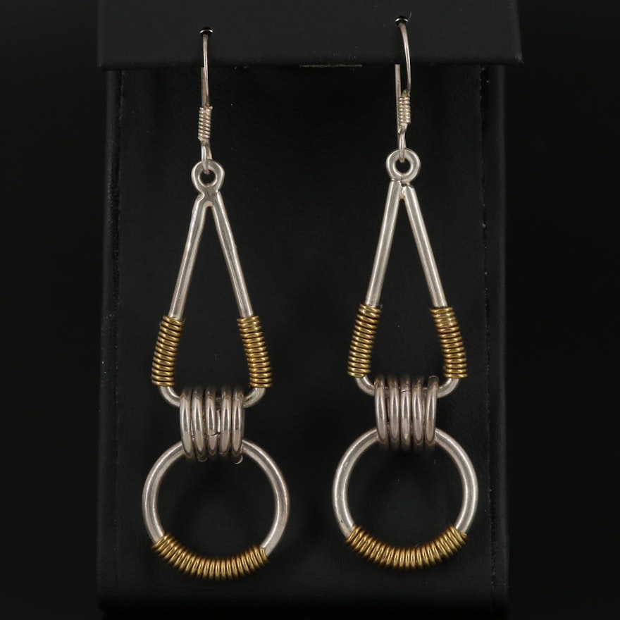 Mexican Sterling Geometric Dangle Earrings