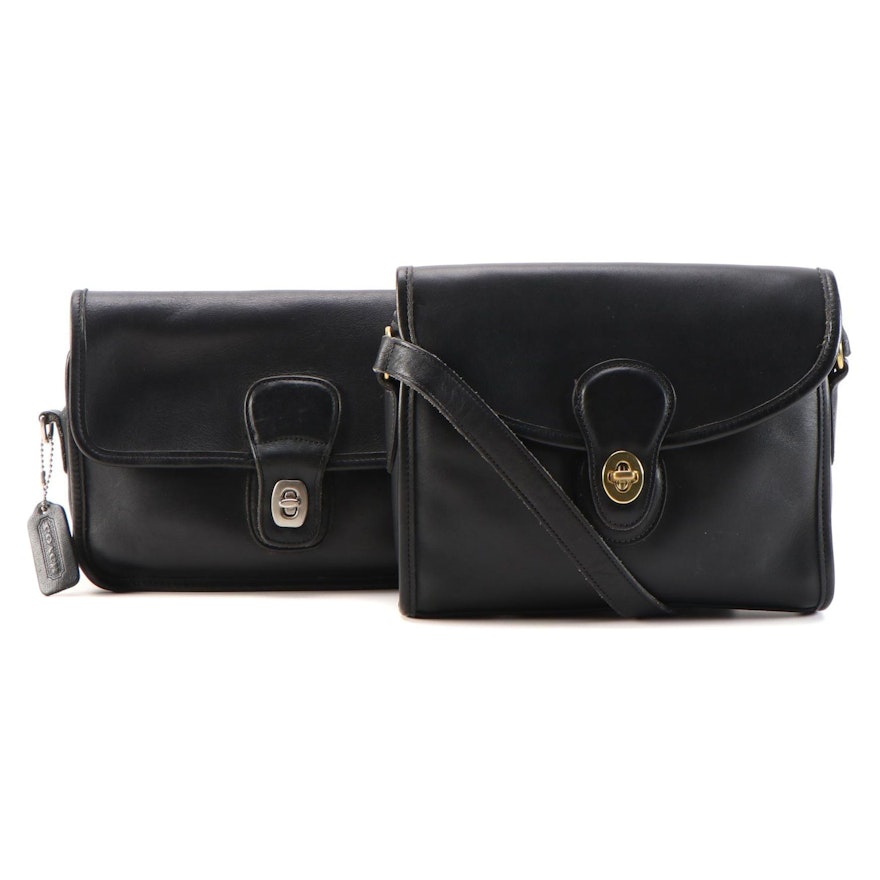 Coach Devon Crossbody Bag and Clutch in Black Glove-Tanned Leather