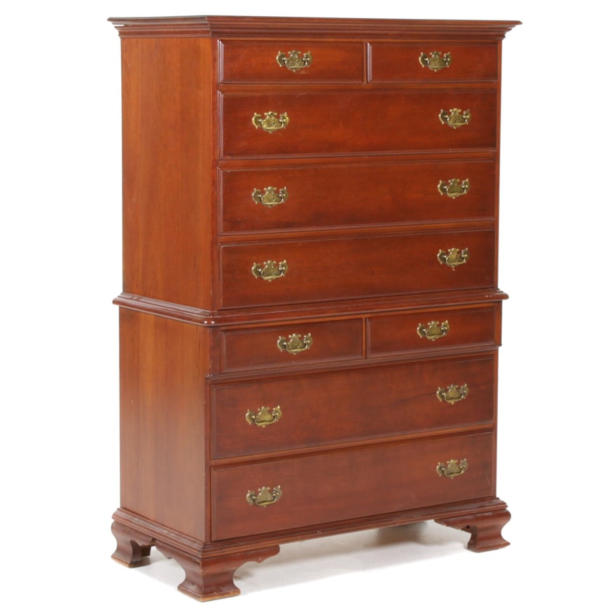 Colonial Revival Cherry Chest of Drawers, Late 20th Century