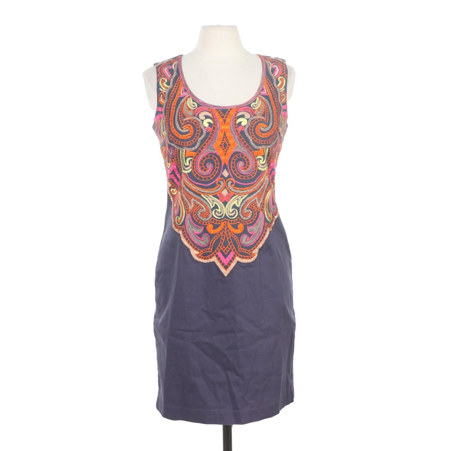 Muse Embroidered Fully Lined Sleeveless Shift Dress