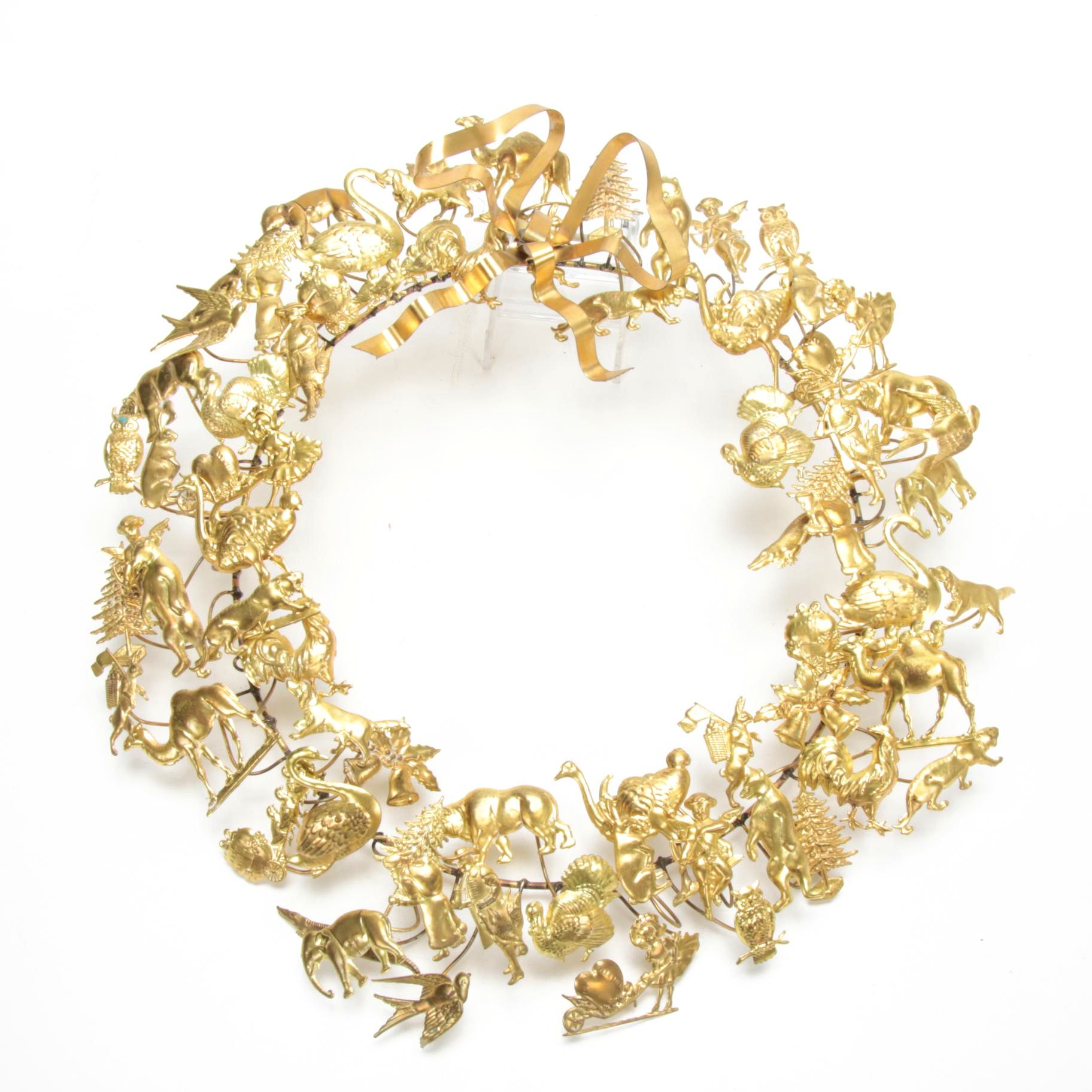 Victorian Style Petite Choses Dresden Brass Holiday Wreath