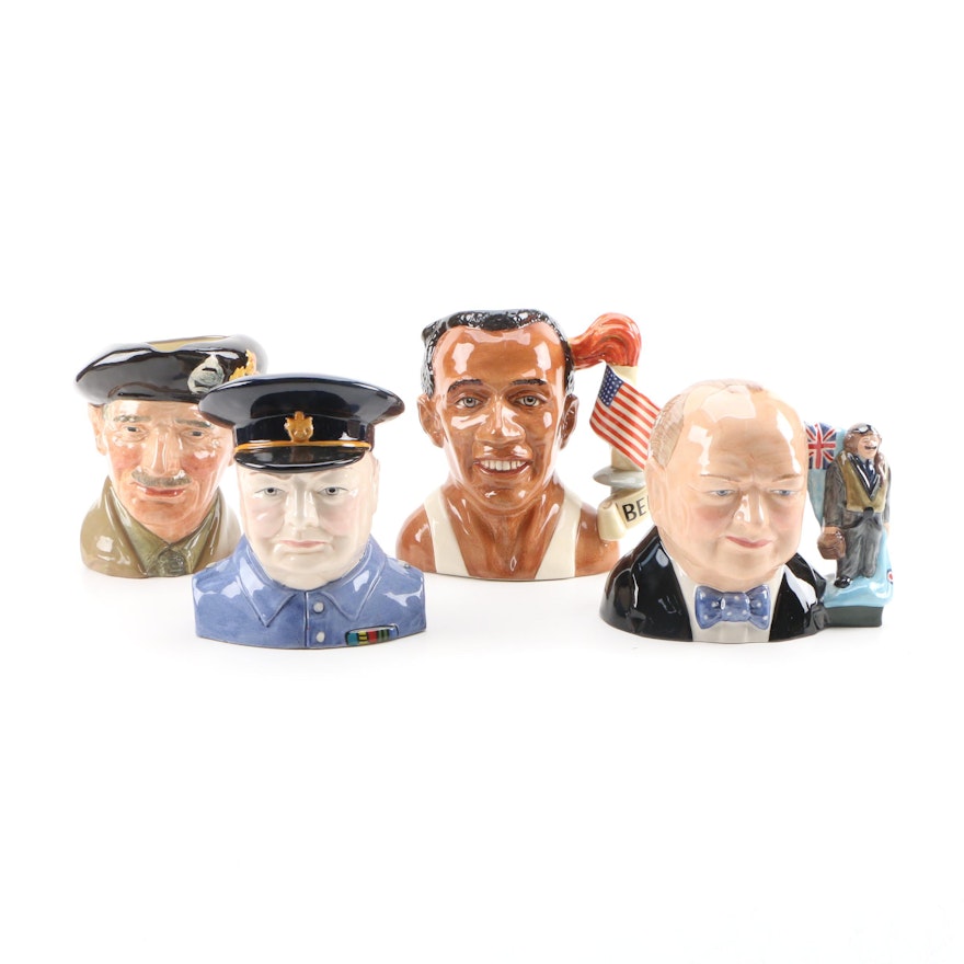 Royal Doulton "Jesse Owens", "Winston Churchill" and Other Character Jugs