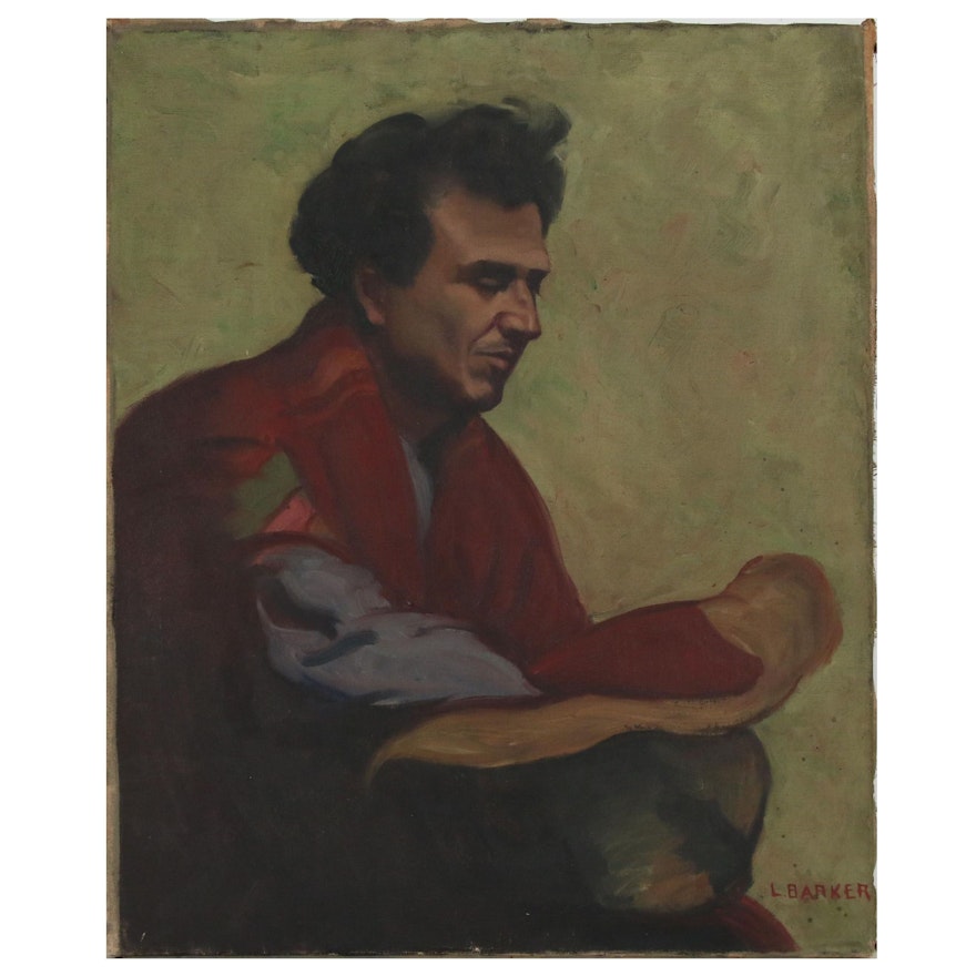 Double-Sided Portrait Oil Painting, Early to Mid-20th Century