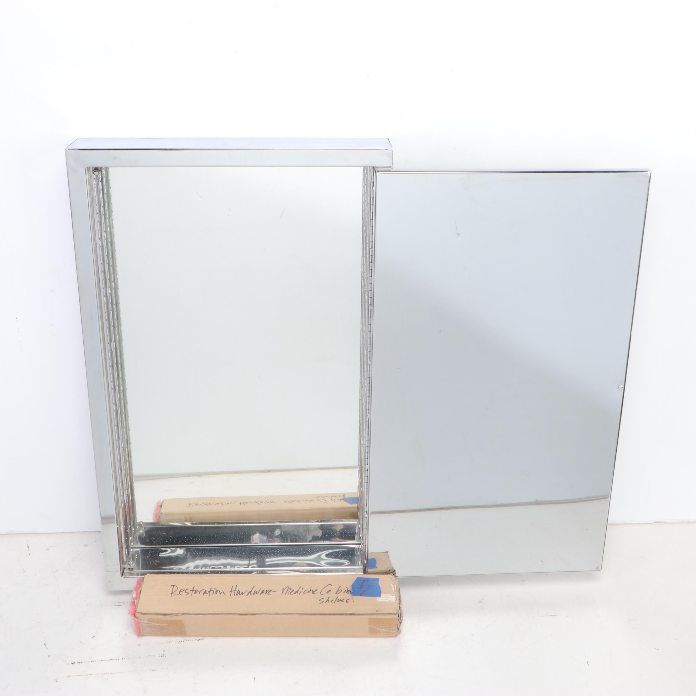 Restoration Hardware Polished Chrome Framed Medicine Cabinet